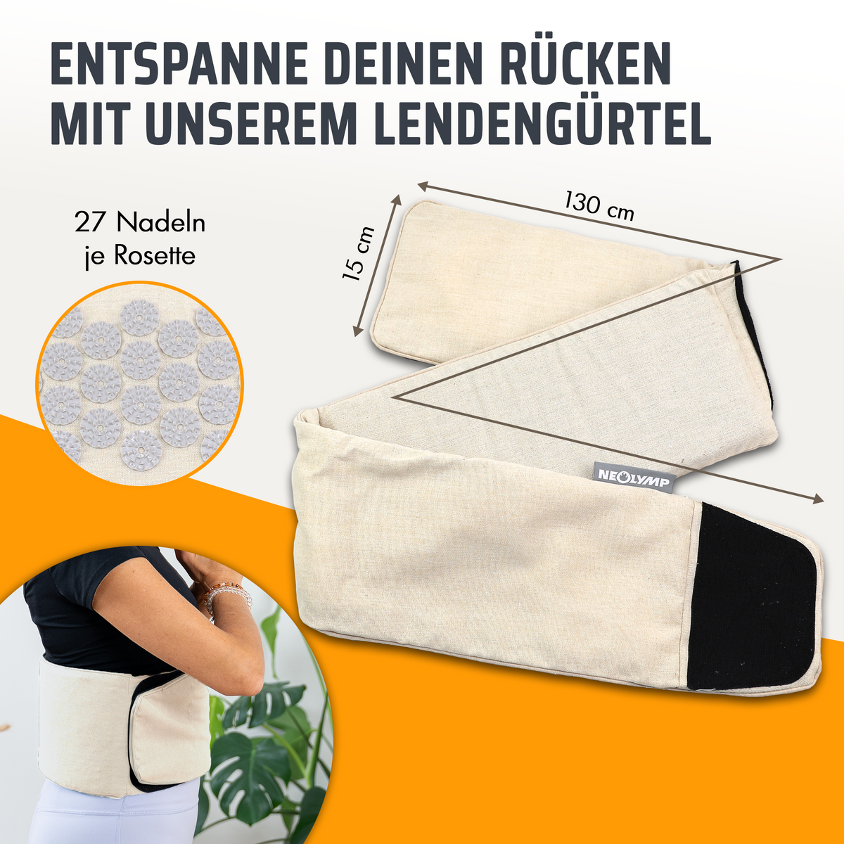 Akupressur Lendengürtel – Beige-Grau (B‑Ware) - - Outlet von NEOLYMP | Fitnessequipment und Sportartikel