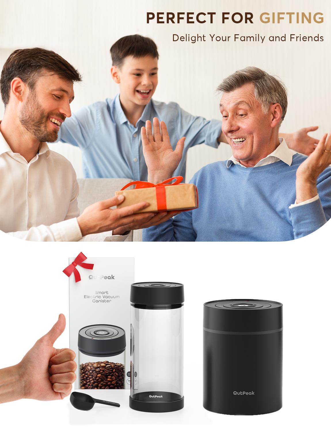 Outpeak Smart Elektrische Vakuum-Kaffeedose - Hochquarzglas