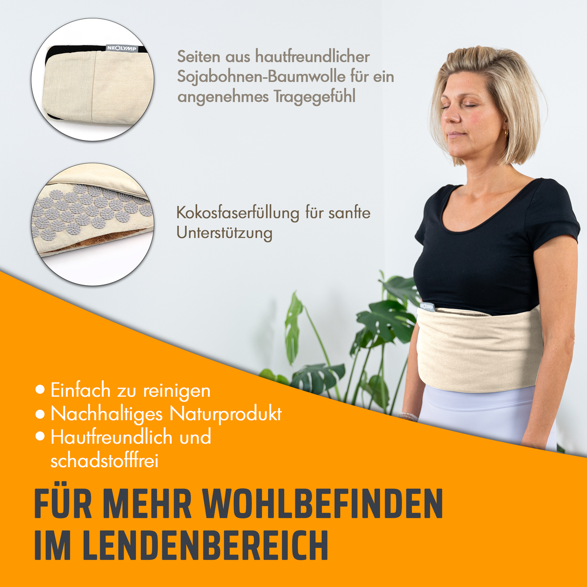 Akupressur Lendengürtel – Beige-Grau (B‑Ware) - - Outlet von NEOLYMP | Fitnessequipment und Sportartikel