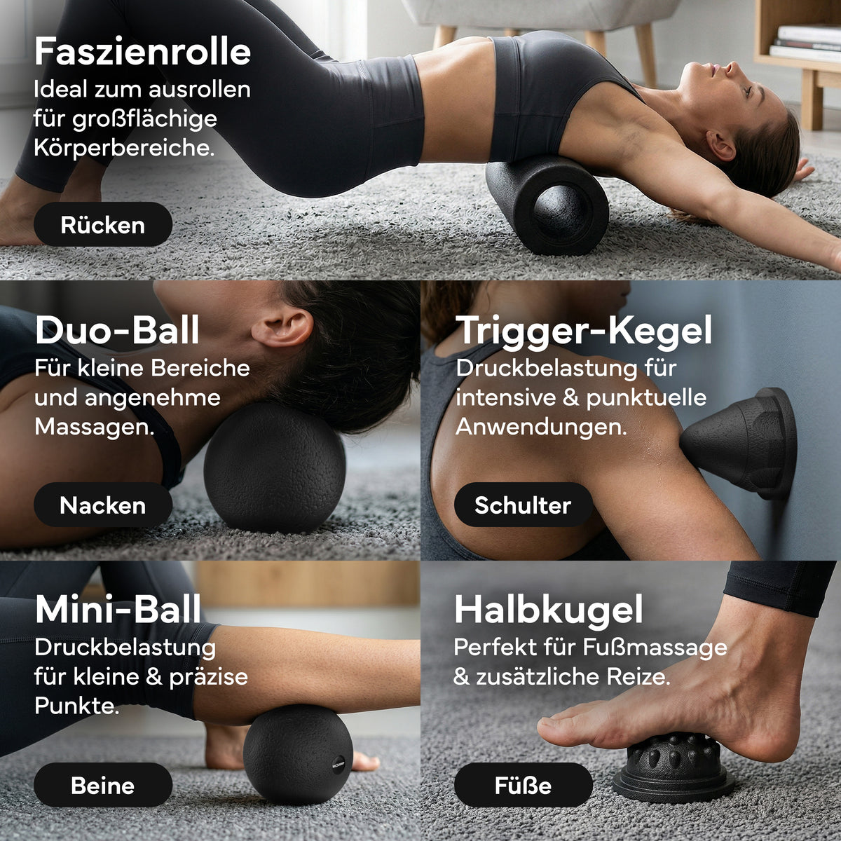 5-teiliges Faszienrollen Set | B-Ware - - Outlet von NEOLYMP | Fitnessequipment und Sportartikel
