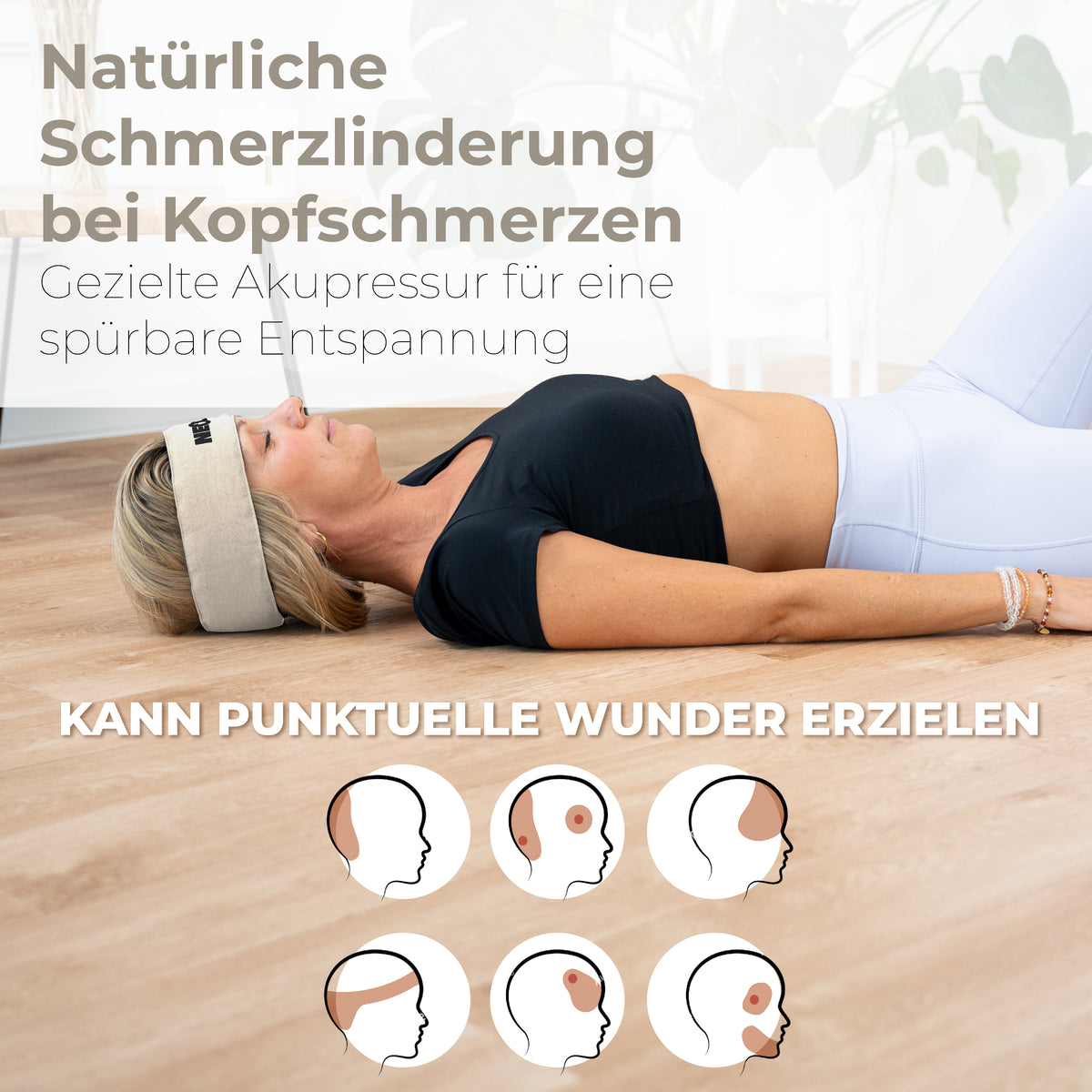 Akupressur Stirnband – Beige-Grau (B‑Ware) - - Outlet von NEOLYMP | Fitnessequipment und Sportartikel