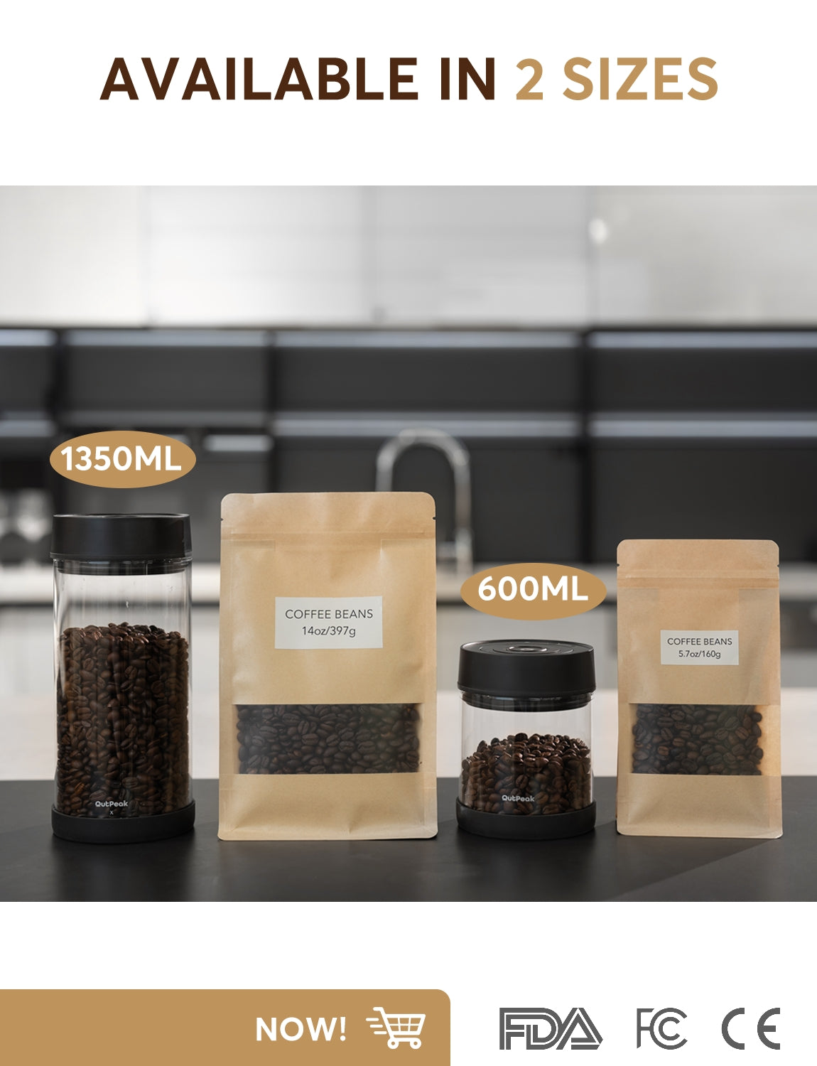 Outpeak Smart Elektrische Vakuum-Kaffeedose - Hochquarzglas