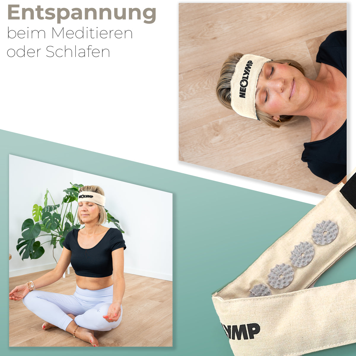 Akupressur Stirnband – Beige-Grau (B‑Ware) - - Outlet von NEOLYMP | Fitnessequipment und Sportartikel