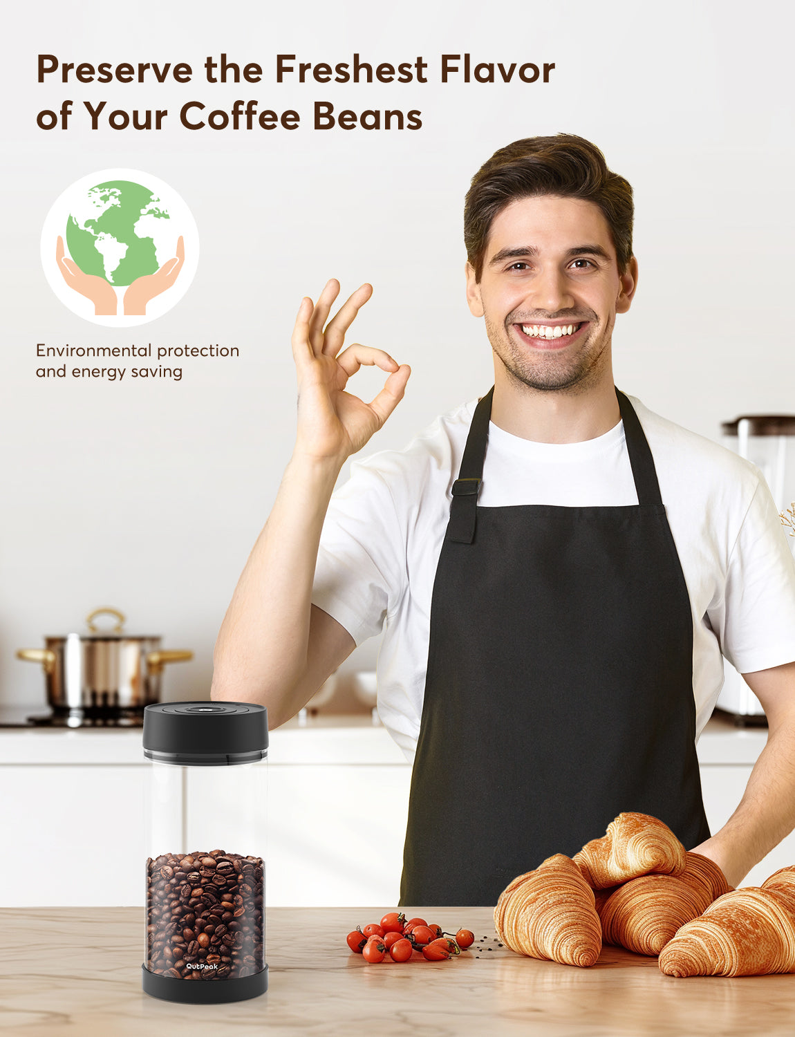 Outpeak Smart Elektrische Vakuum-Kaffeedose - Hochquarzglas
