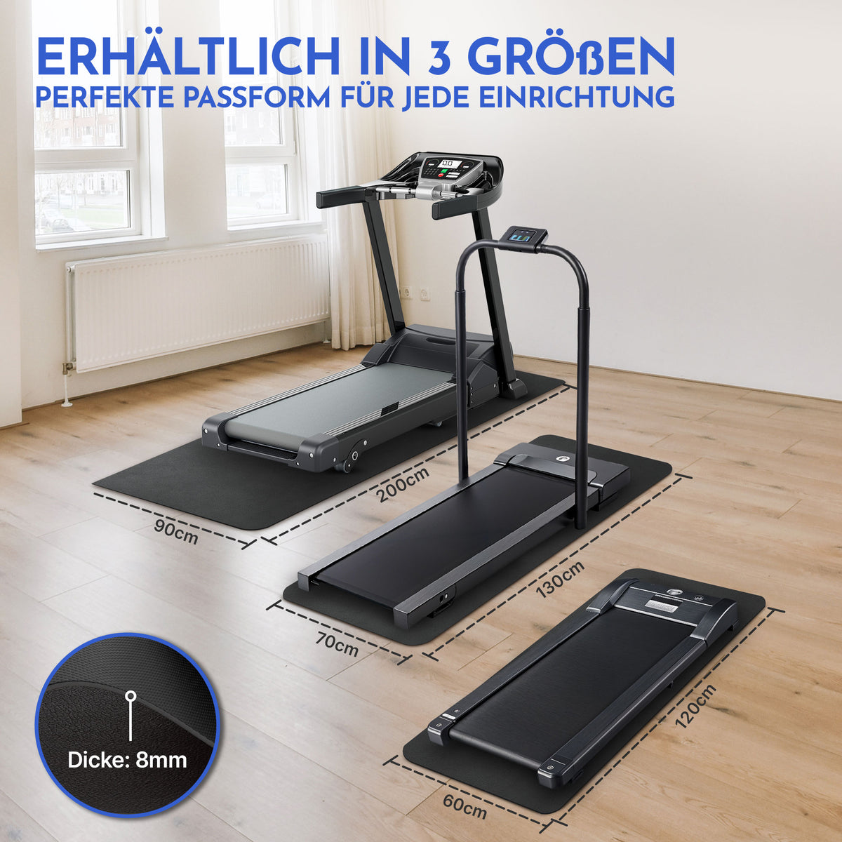 Bodenschutzmatte für Fitnessgeräte und Laufband - L: 200 x 90 cm 8mm - Bodenschutz von NEOLYMP | Fitnessequipment und Sportartikel