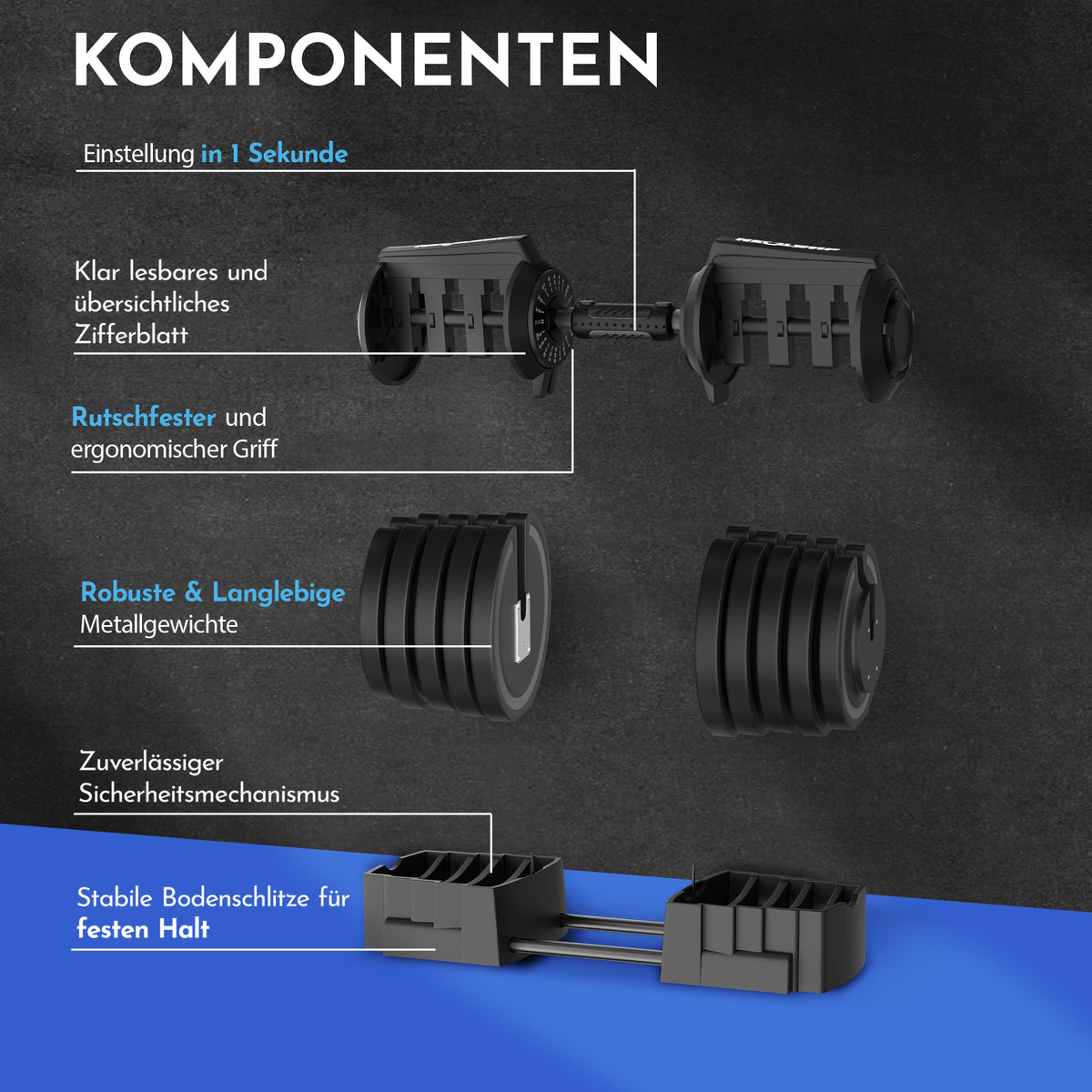2-in-1 Hantelset zum Verstellen 41kg - - Hantel von NEOLYMP | Fitnessequipment und Sportartikel