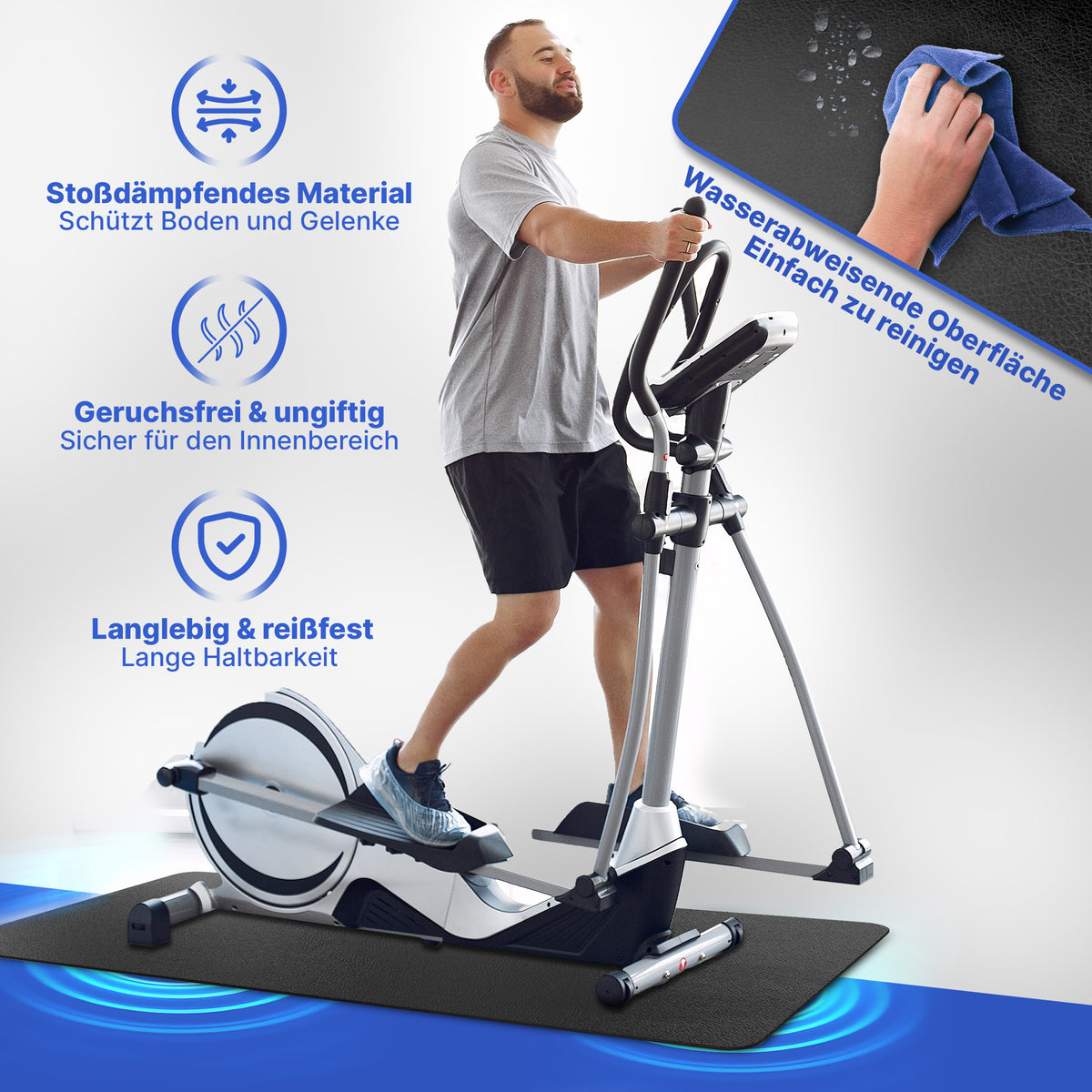 Bodenschutzmatte für Fitnessgeräte und Laufband – 200 x 90 cm / 8mm (B‑Ware) - - Outlet von NEOLYMP | Fitnessequipment und Sportartikel