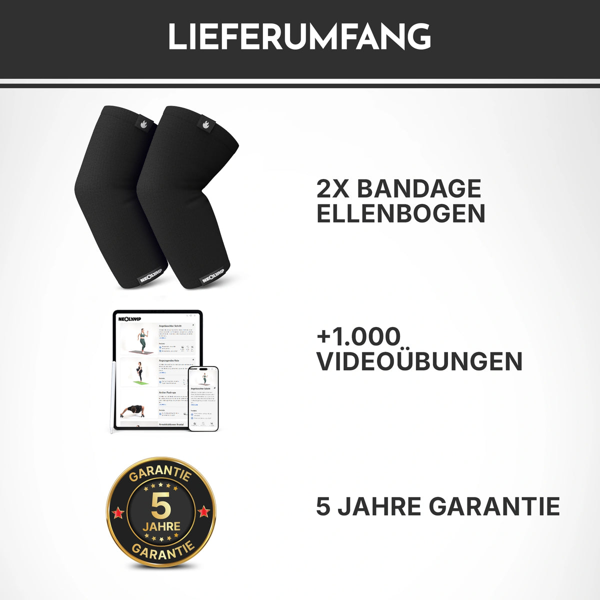 Ellenbogen-Bandagen - 2er Set, Größe S - XL – Größe: L (31-36 cm) | B-Ware - - Outlet von NEOLYMP | Fitnessequipment und Sportartikel