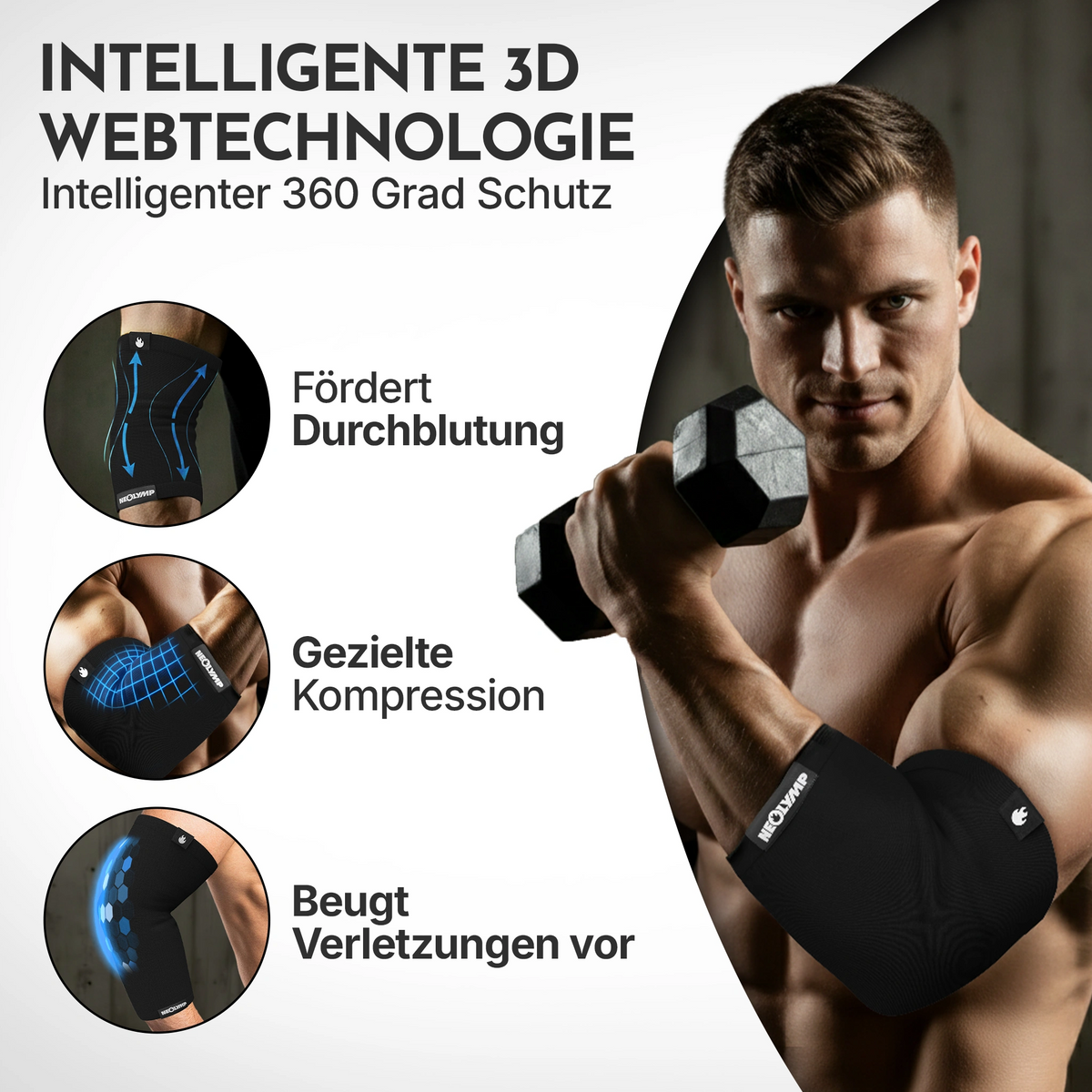 Ellenbogen-Bandagen - 2er Set, Größe S - XL – Größe: L (31-36 cm) | B-Ware - - Outlet von NEOLYMP | Fitnessequipment und Sportartikel