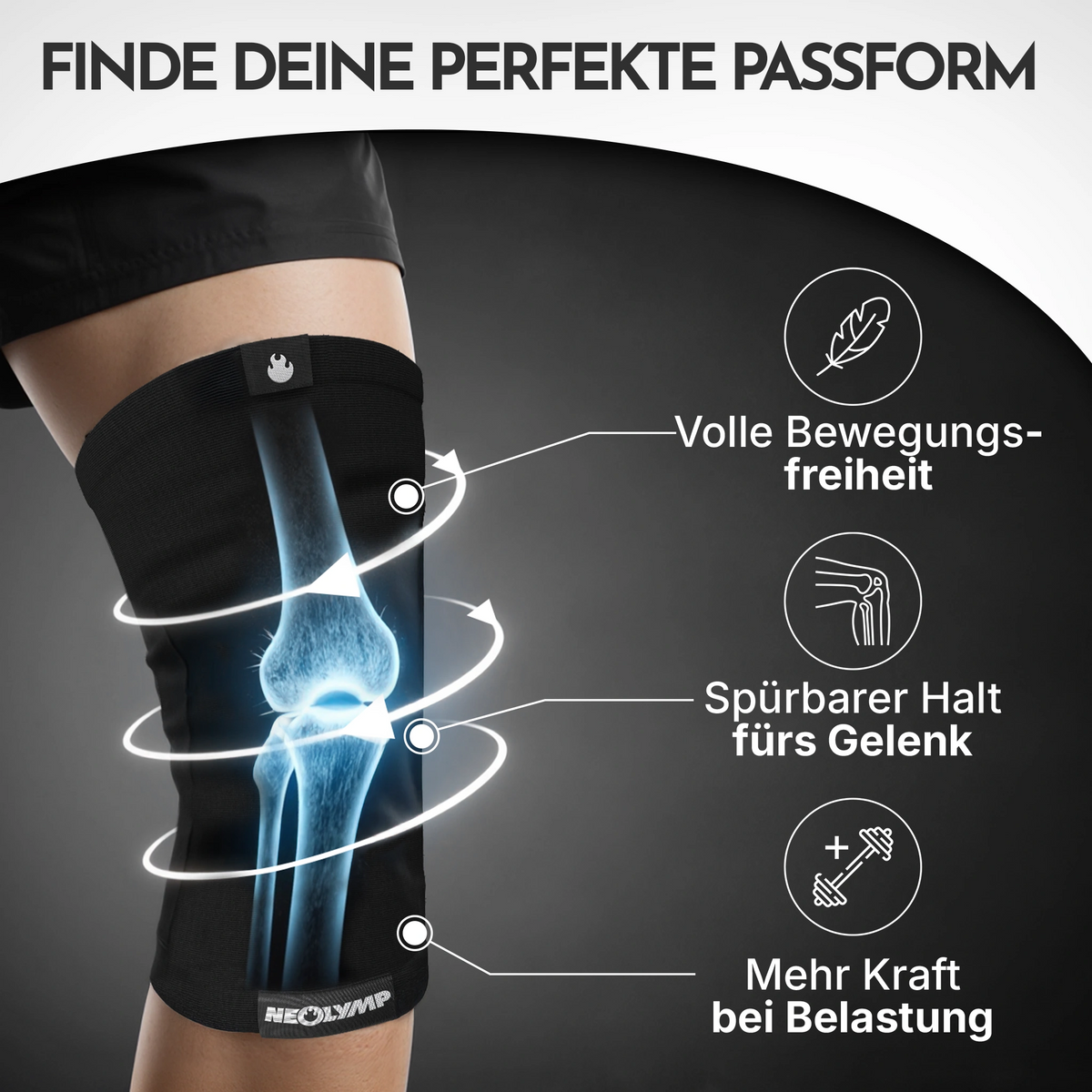 Kniebandagen - 2er Set, Größe S - XL – Größe: L (36-40 cm) | B-Ware - - Outlet von NEOLYMP | Fitnessequipment und Sportartikel
