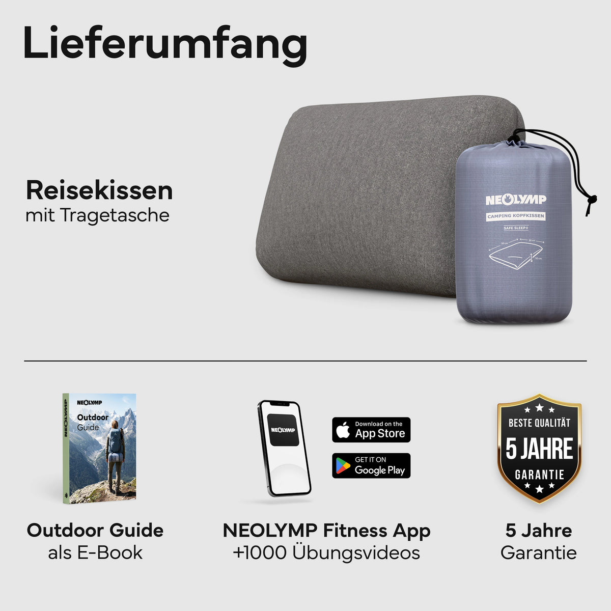 Ergonomisches Reisekissen - Campingtauglich und platzsparend - - Campingartikel von NEOLYMP | Fitnessequipment und Sportartikel