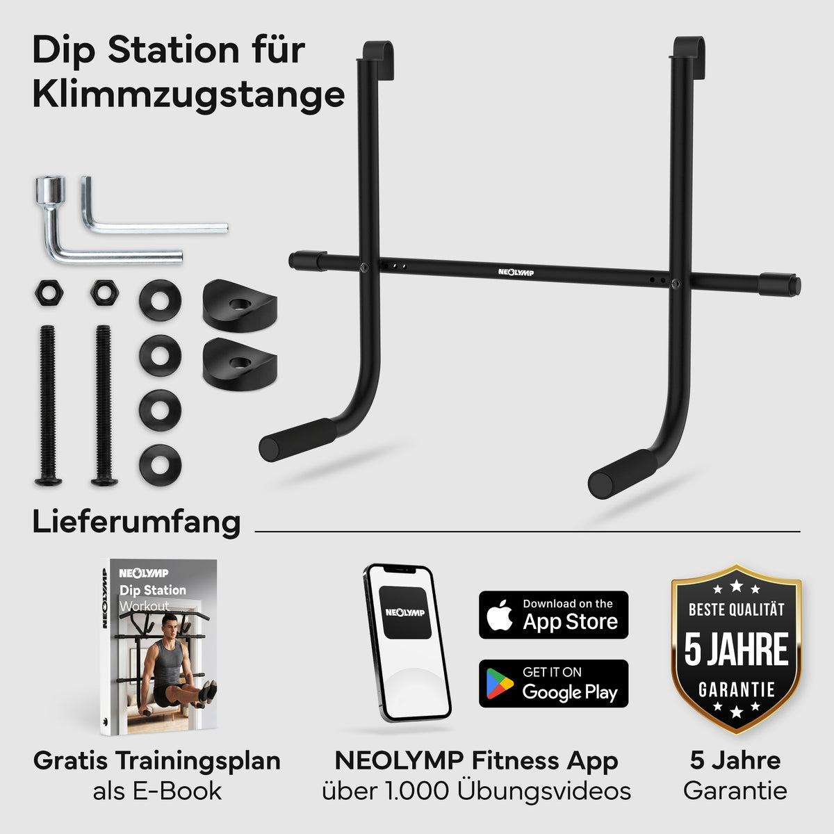 Dip-Bar-Adapter für Klimmzugstange - Dip Station | B-Ware - - Outlet von NEOLYMP | Fitnessequipment und Sportartikel