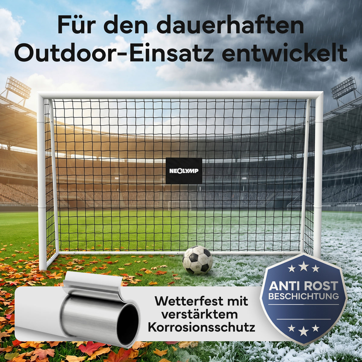 Fußballtor Stadion-Optik, Stahlrahmen, 3 Größen – S (180x120 cm) | B-Ware - - Outlet von NEOLYMP | Fitnessequipment und Sportartikel
