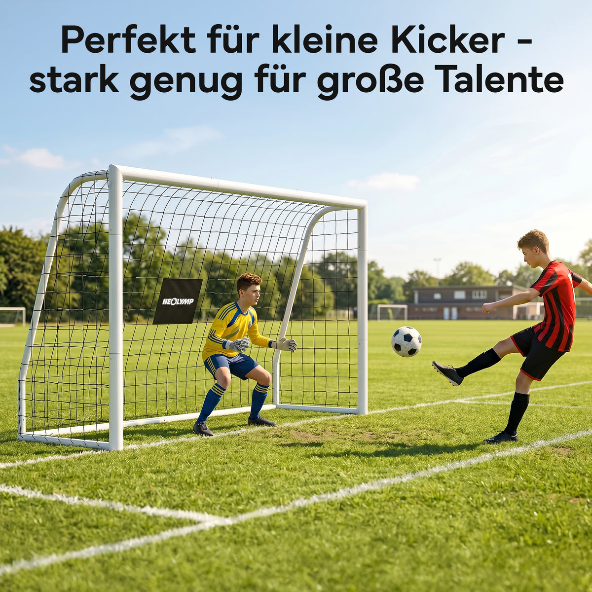 Fußballtor Stadion-Optik, Stahlrahmen, 3 Größen – S (180x120 cm) | B-Ware - - Outlet von NEOLYMP | Fitnessequipment und Sportartikel