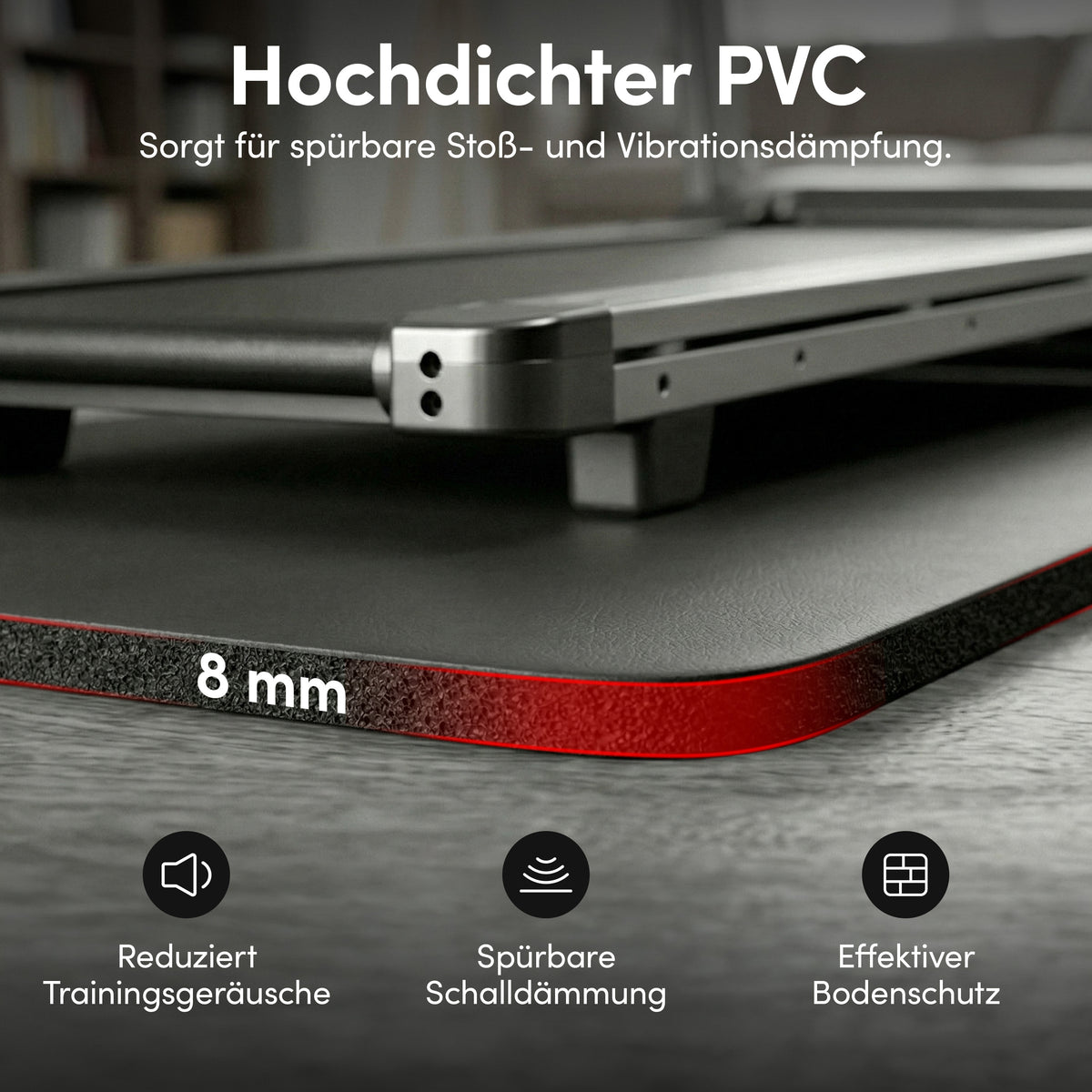 Laufbandmatte - Bodenschutz für Fitnessgeräte und Laufbänder XXL - Schwarz - Sportmatte von NEOLYMP | Fitnessequipment und Sportartikel