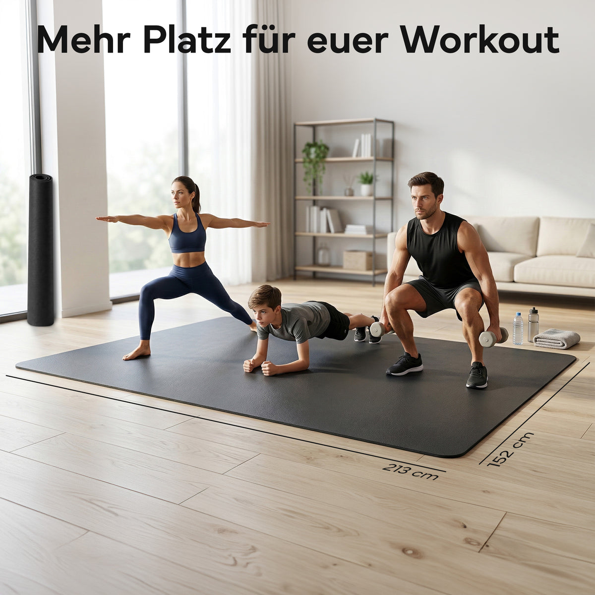 Laufbandmatte - Bodenschutz für Fitnessgeräte und Laufbänder XXL - Schwarz - Sportmatte von NEOLYMP | Fitnessequipment und Sportartikel