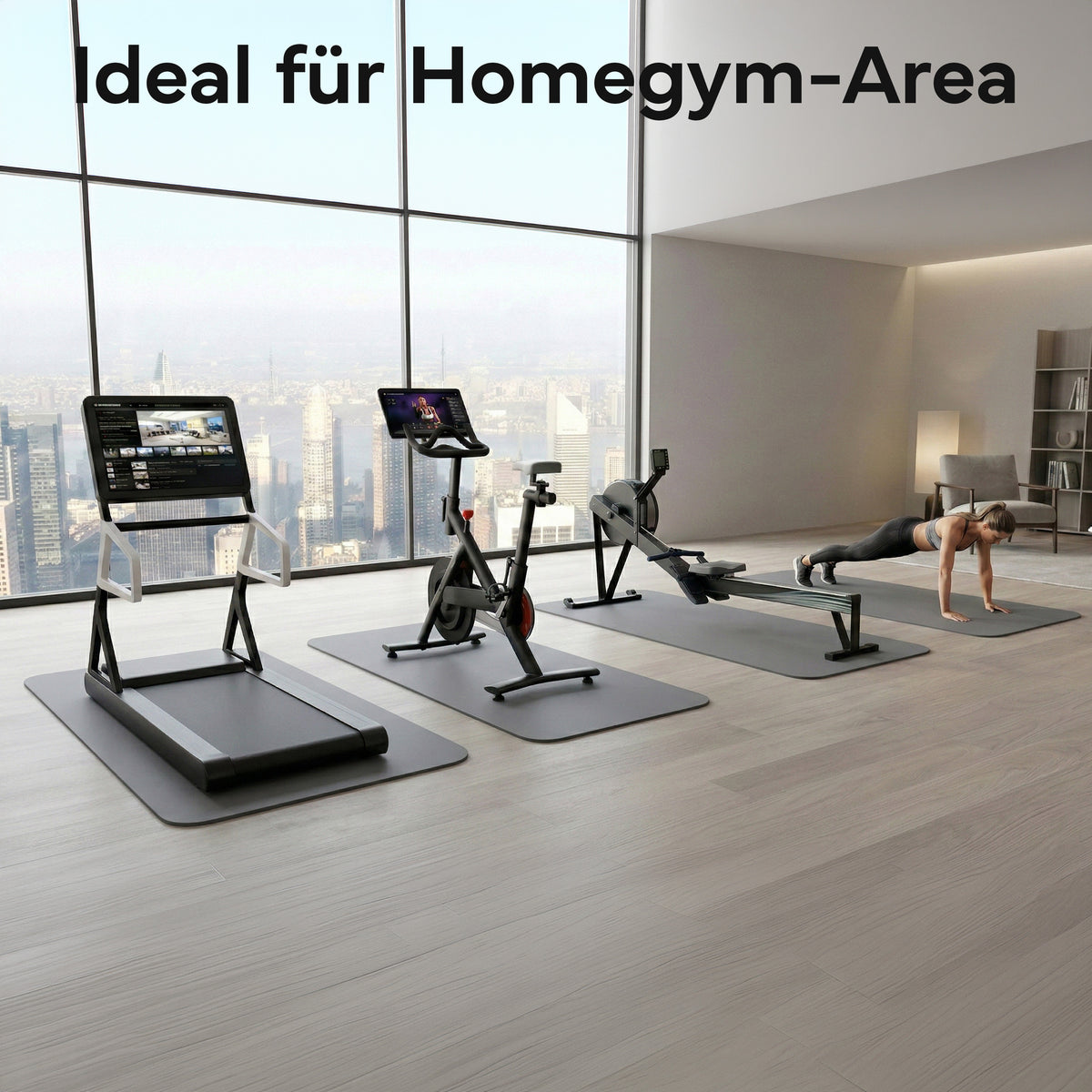Laufbandmatte - Bodenschutz für Fitnessgeräte und Laufbänder XXL - Grau - Sportmatte von NEOLYMP | Fitnessequipment und Sportartikel