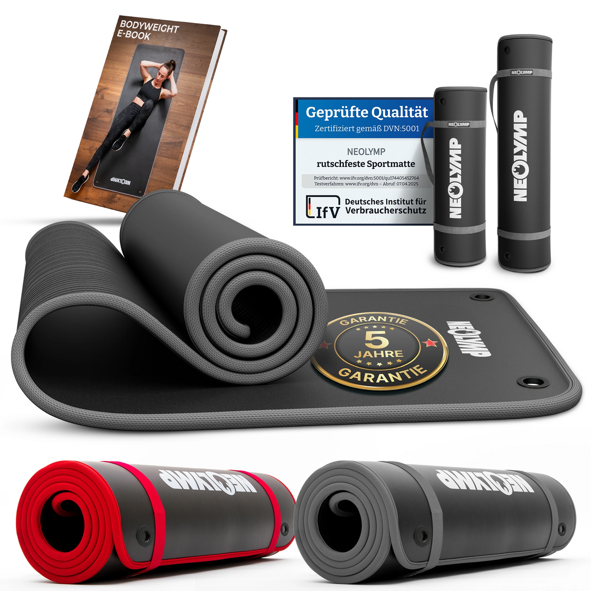 Fitnessmatte mit Ösen - extra dick und rutschfest - - Sportmatte von NEOLYMP | Fitnessequipment und Sportartikel
