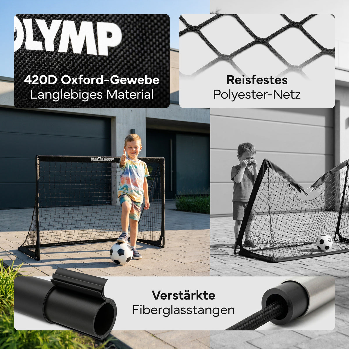 Fußballtore 2er Set in schwarz - mit Fiberglass, für Indoor & Outdoor - - Fußball-Equipment von NEOLYMP | Fitnessequipment und Sportartikel