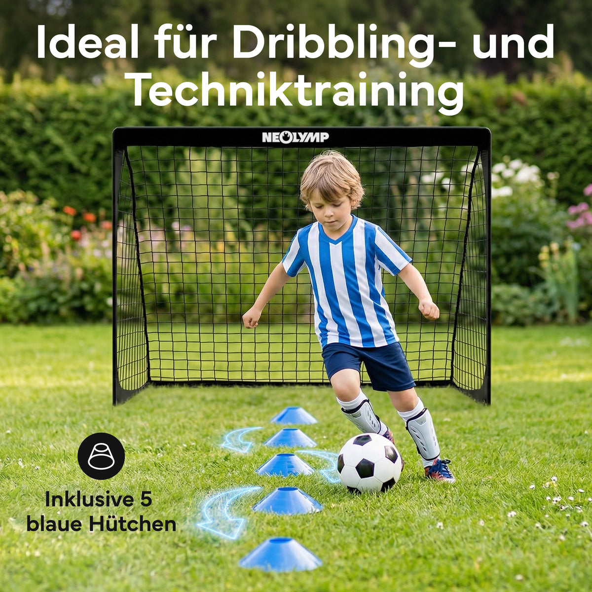 Fußballtore 2er Set in schwarz - mit Fiberglass, für Indoor & Outdoor - - Fußball-Equipment von NEOLYMP | Fitnessequipment und Sportartikel