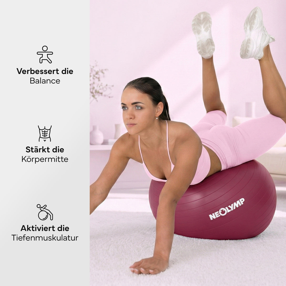 Gymnastikball - für aktives Sitzen, Recovery und Physio – Berry / M (165 cm) | B-Ware - - Outlet von NEOLYMP | Fitnessequipment und Sportartikel