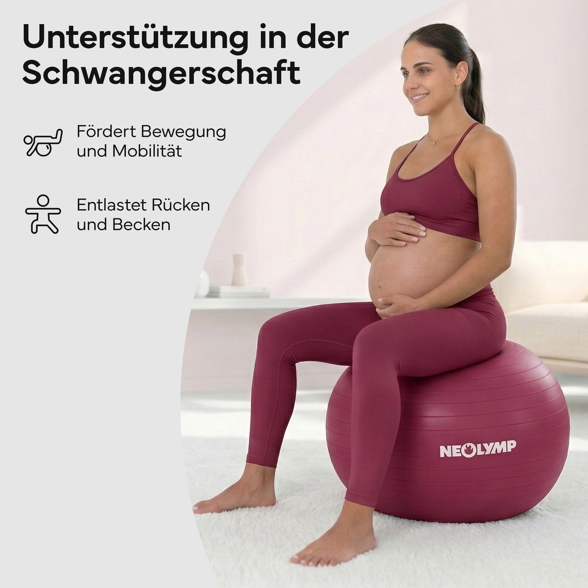 Gymnastikball - für aktives Sitzen, Recovery und Physio – Berry / M (165 cm) | B-Ware - - Outlet von NEOLYMP | Fitnessequipment und Sportartikel