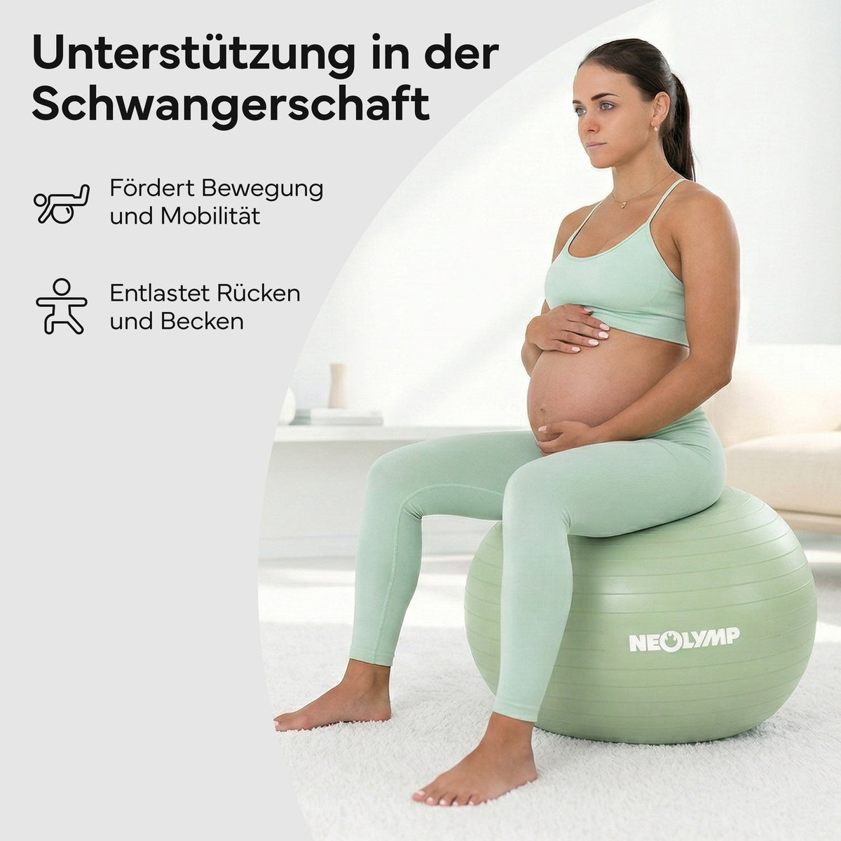 Gymnastikball - für aktives Sitzen, Recovery und Physio – Matcha / L (180 cm) | B-Ware - - Outlet von NEOLYMP | Fitnessequipment und Sportartikel
