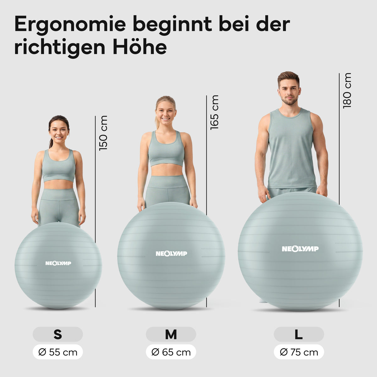 Gymnastikball - für aktives Sitzen, Recovery und Physio - Sky Blue - Sportgerät von NEOLYMP | Fitnessequipment und Sportartikel