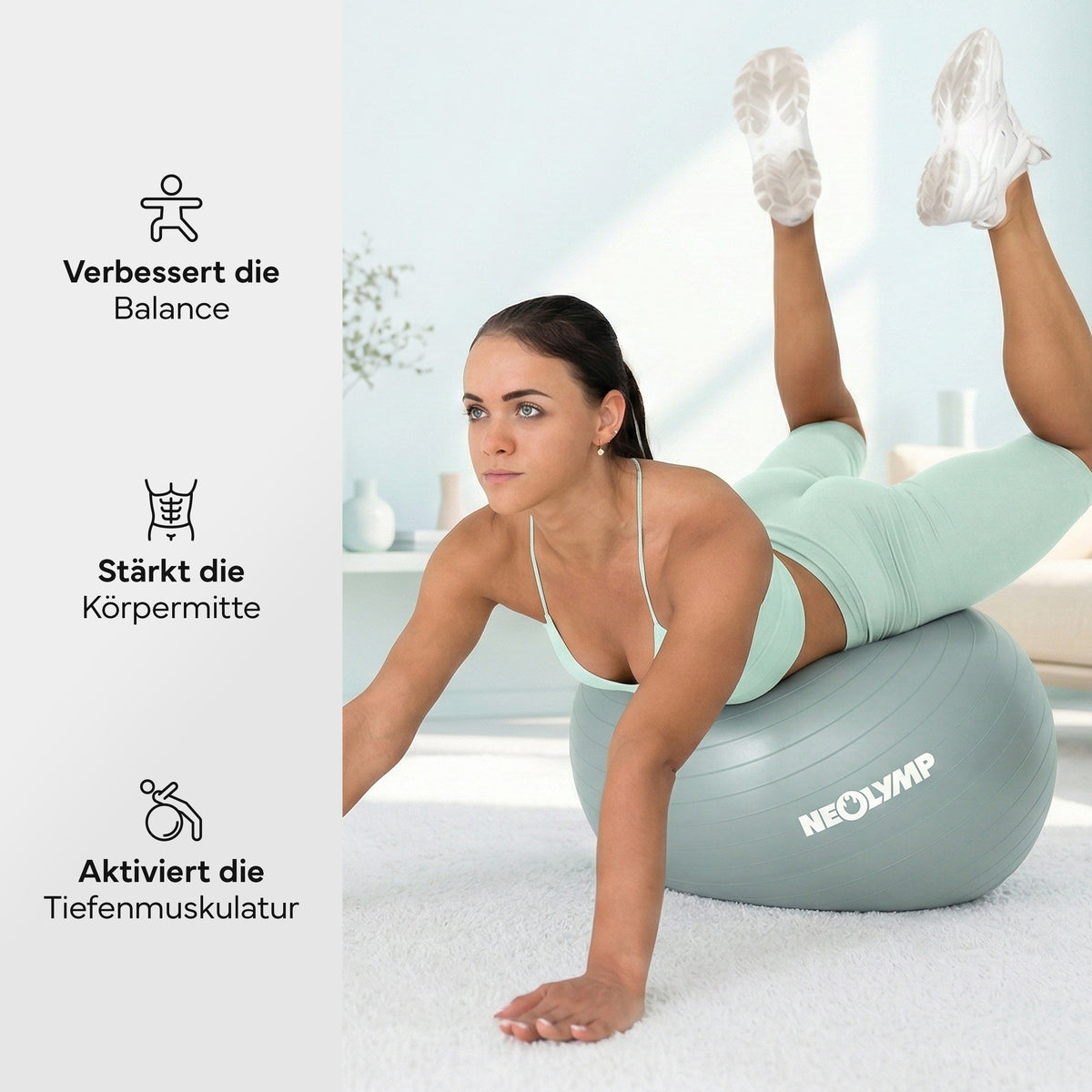 Gymnastikball - für aktives Sitzen, Recovery und Physio - Sky Blue - Sportgerät von NEOLYMP | Fitnessequipment und Sportartikel