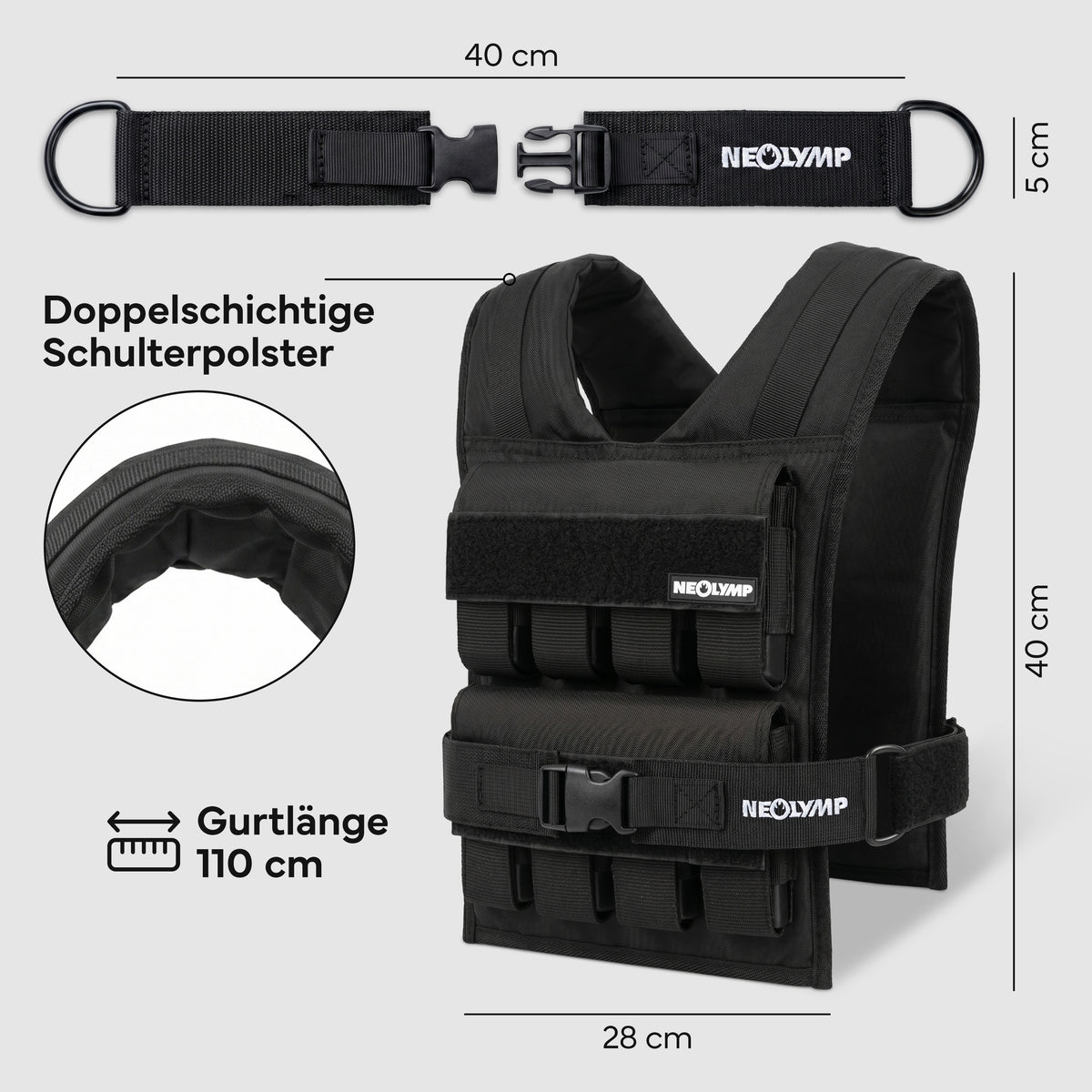 Verstellbare Gewichtsweste bis 20 kg, für Calisthenics - - Gewichtswesten & -manschetten von NEOLYMP | Fitnessequipment und Sportartikel