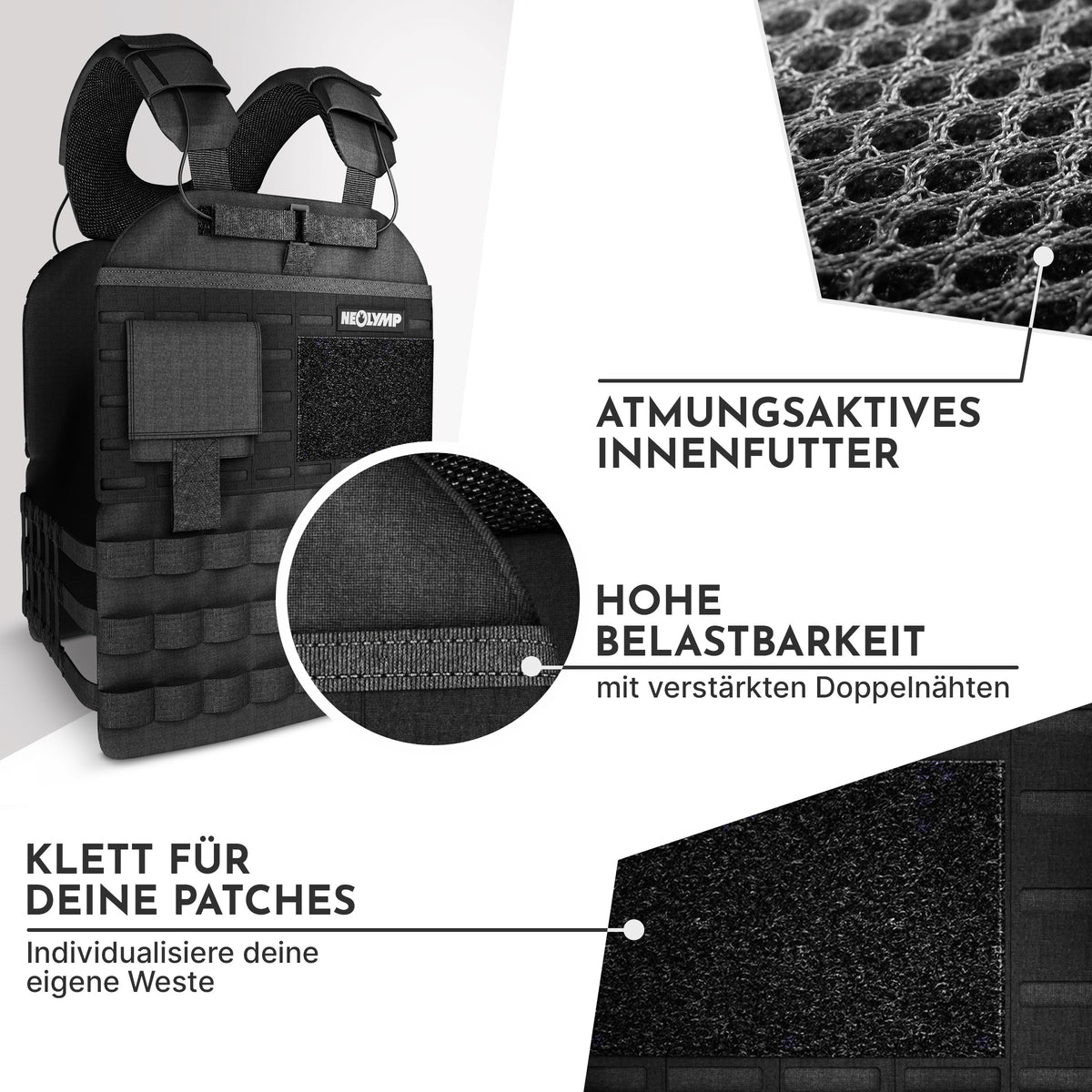 Gewichtsweste mit Zusatzgewicht - Weighted Vest für Calisthenics & HIIT - Gewichtsweste 2,5 kg - Gewichtswesten & -manschetten von NEOLYMP | Fitnessequipment und Sportartikel