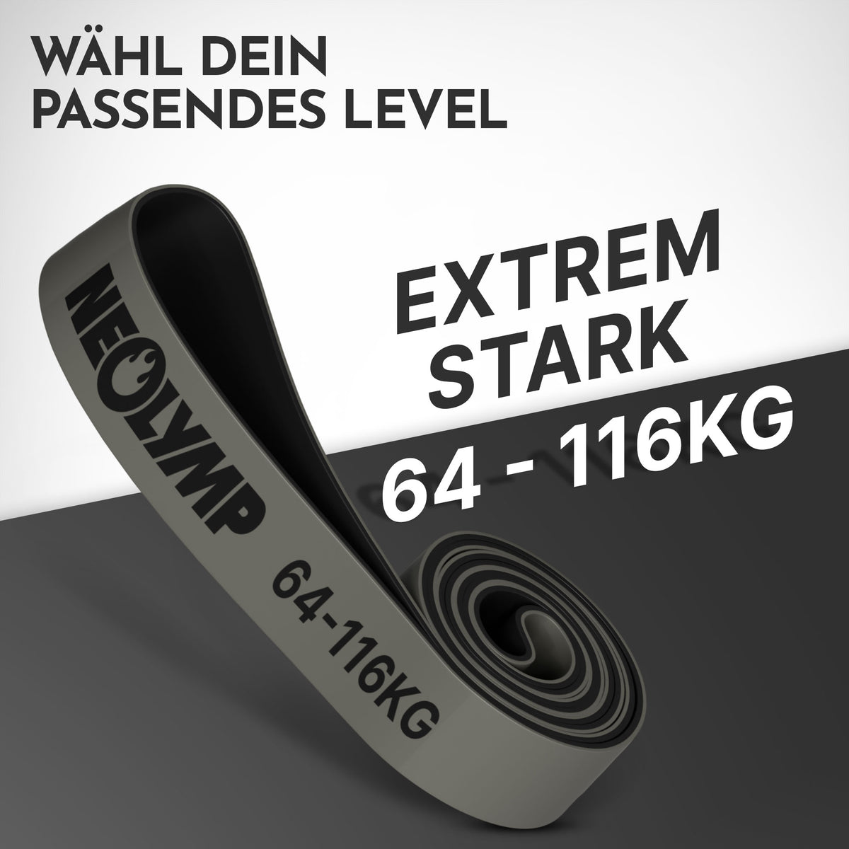 Heavy Resistance Bands aus Latex - grau - Resistance Band extrem stark - Fitnessbänder von NEOLYMP | Fitnessequipment und Sportartikel
