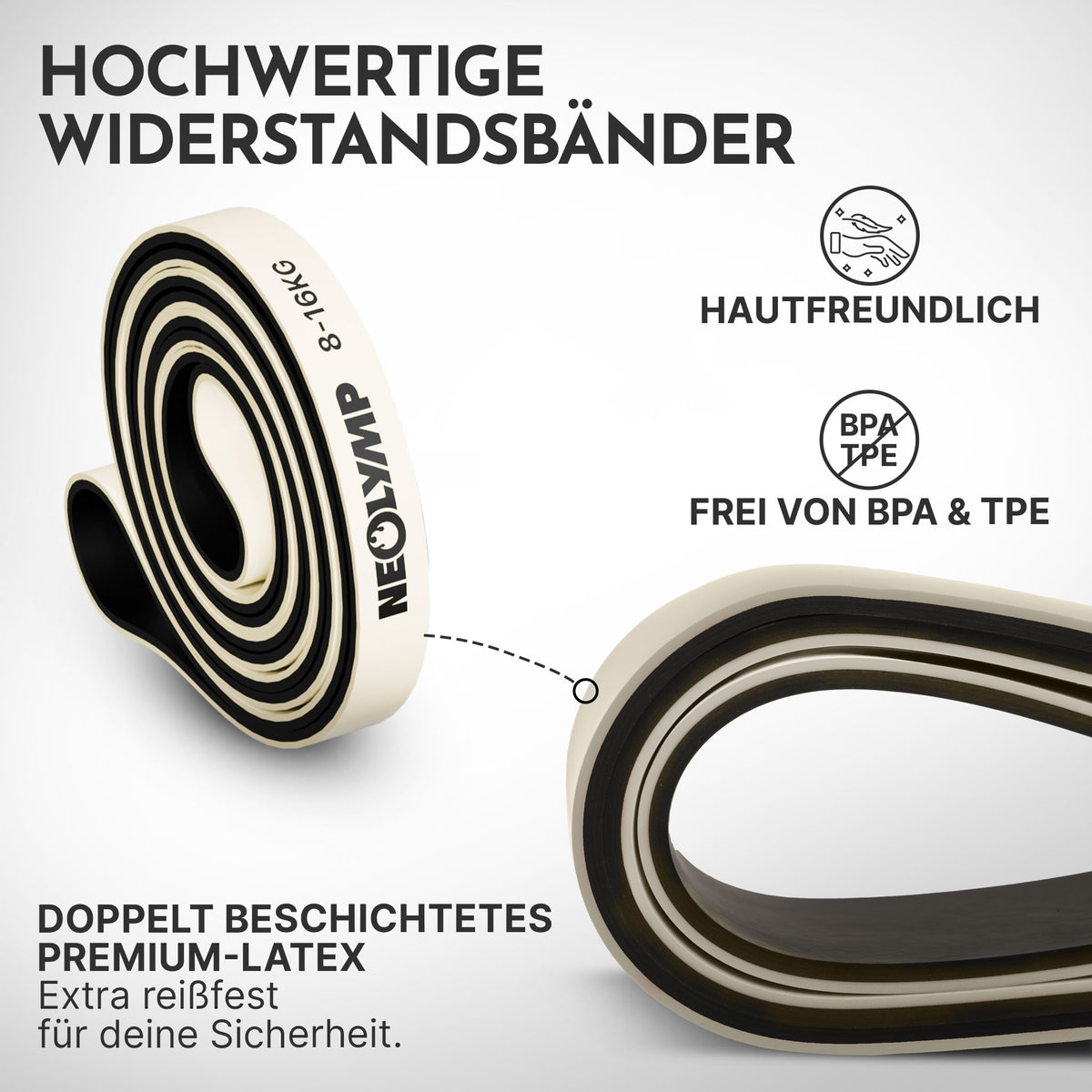 Heavy Resistance Bands aus Latex grau – Stärke: extrem stark (64-116 kg) | B‑Ware - - Outlet von NEOLYMP | Fitnessequipment und Sportartikel