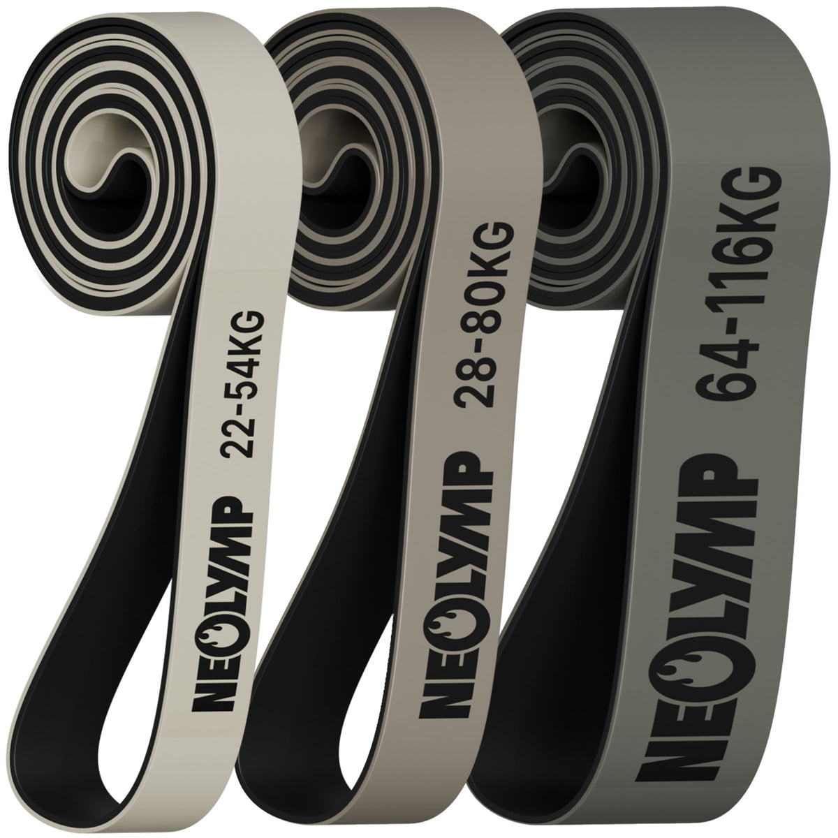 Heavy Resistance Bands aus Latex - grau - 3er Set Pro - Fitnessbänder von NEOLYMP | Fitnessequipment und Sportartikel