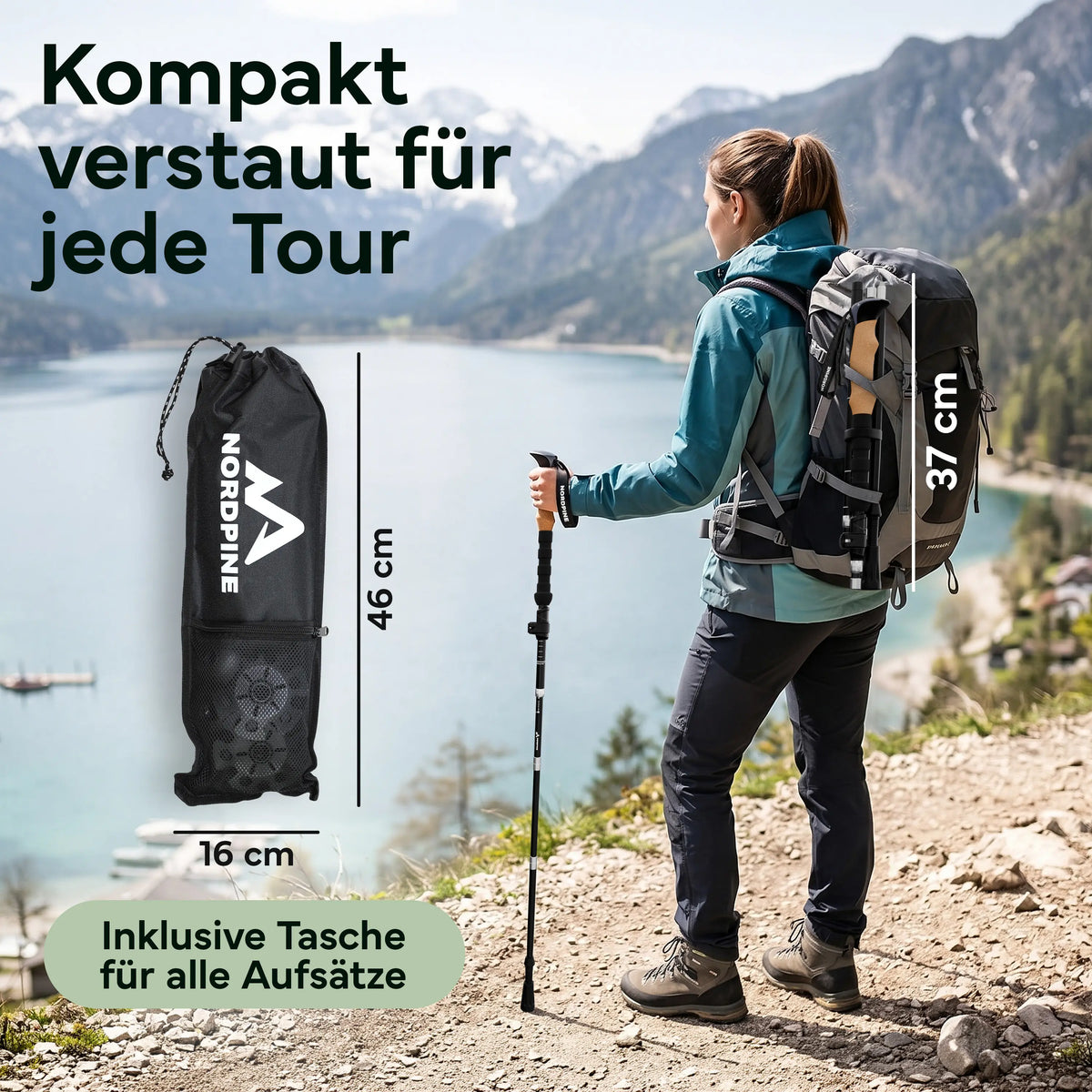 Faltbare Wanderstöcke aus Carbon / Aluminium - Aluminum 100-120cm - Outdoor-Equipment von NORDPINE | Outdoor-Equipment, Wandern, Camping