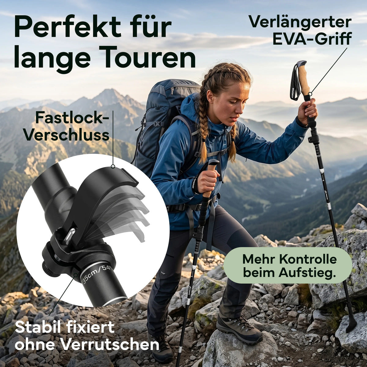 Faltbare Wanderstöcke aus Carbon / Aluminium - Aluminum 115-135cm - Outdoor-Equipment von NORDPINE | Outdoor-Equipment, Wandern, Camping