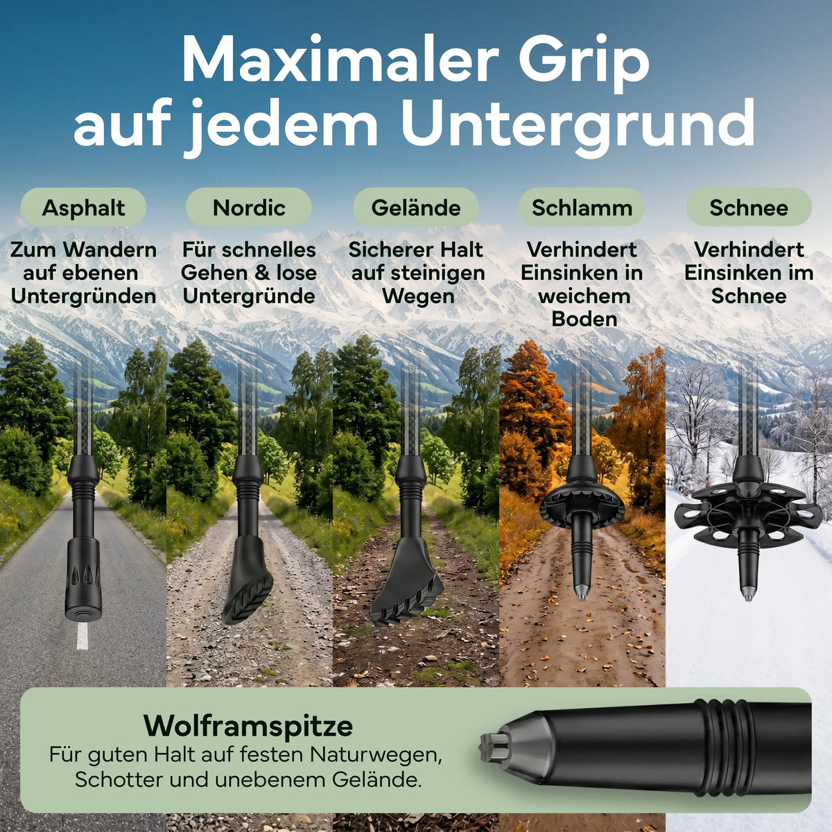 Faltbare Wanderstöcke aus Carbon / Aluminium - Carbon 100-120cm - Outdoor-Equipment von NORDPINE | Outdoor-Equipment, Wandern, Camping