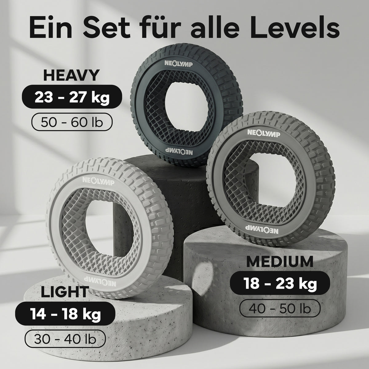 Handtrainer-Ringe aus Silikon | 3er-Set - - Sportgerät von NEOLYMP | Fitnessequipment und Sportartikel