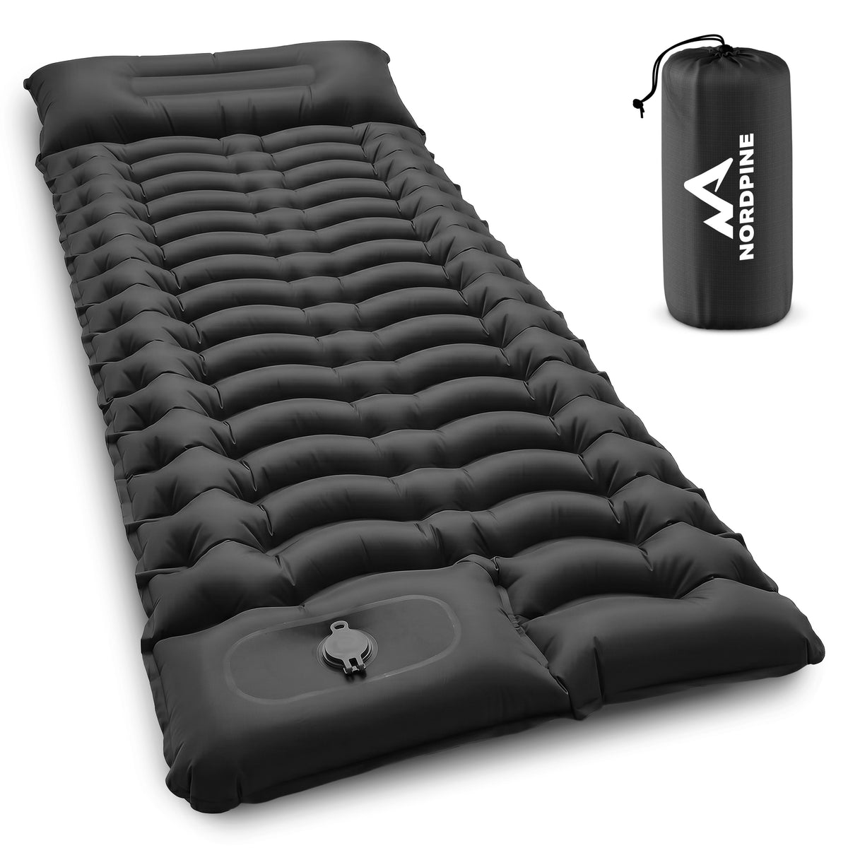 Isomatte Single - kombinierbar, integrierte Luftpumpe - Schwarz - Campingartikel von NORDPINE | Outdoor-Equipment, Wandern, Camping