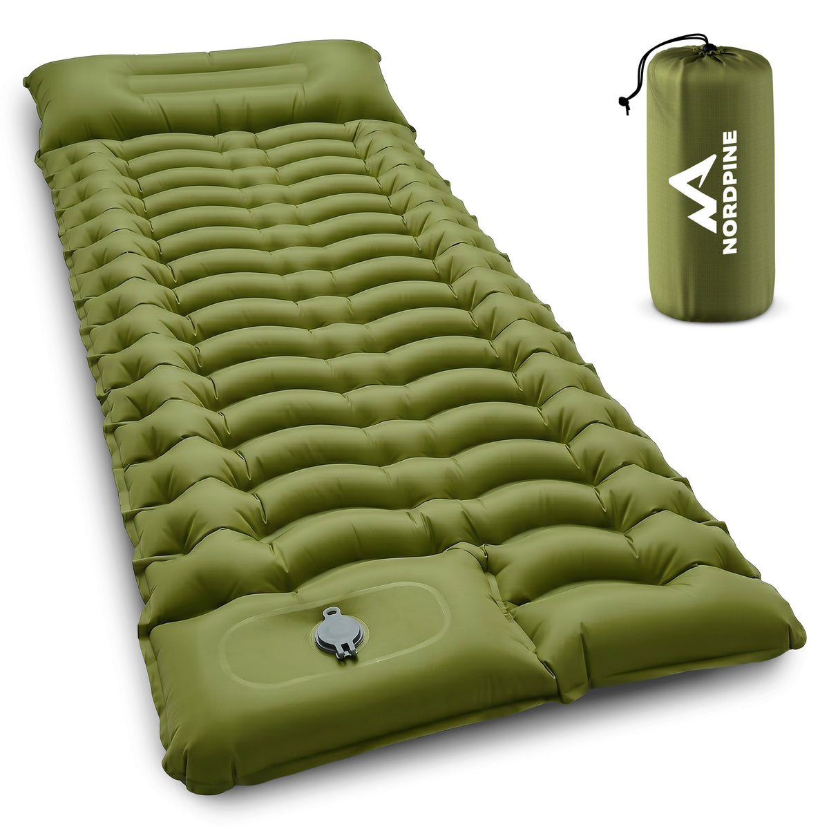 Isomatte Single - kombinierbar, integrierte Luftpumpe - Army Green - Campingartikel von NORDPINE | Outdoor-Equipment, Wandern, Camping