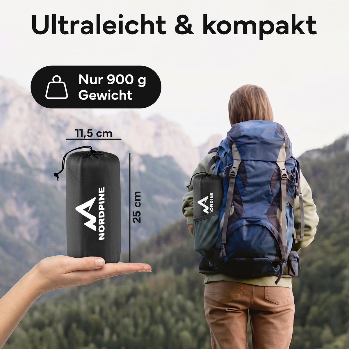Isomatte Single - kombinierbar, integrierte Luftpumpe - Schwarz - Campingartikel von NORDPINE | Outdoor-Equipment, Wandern, Camping