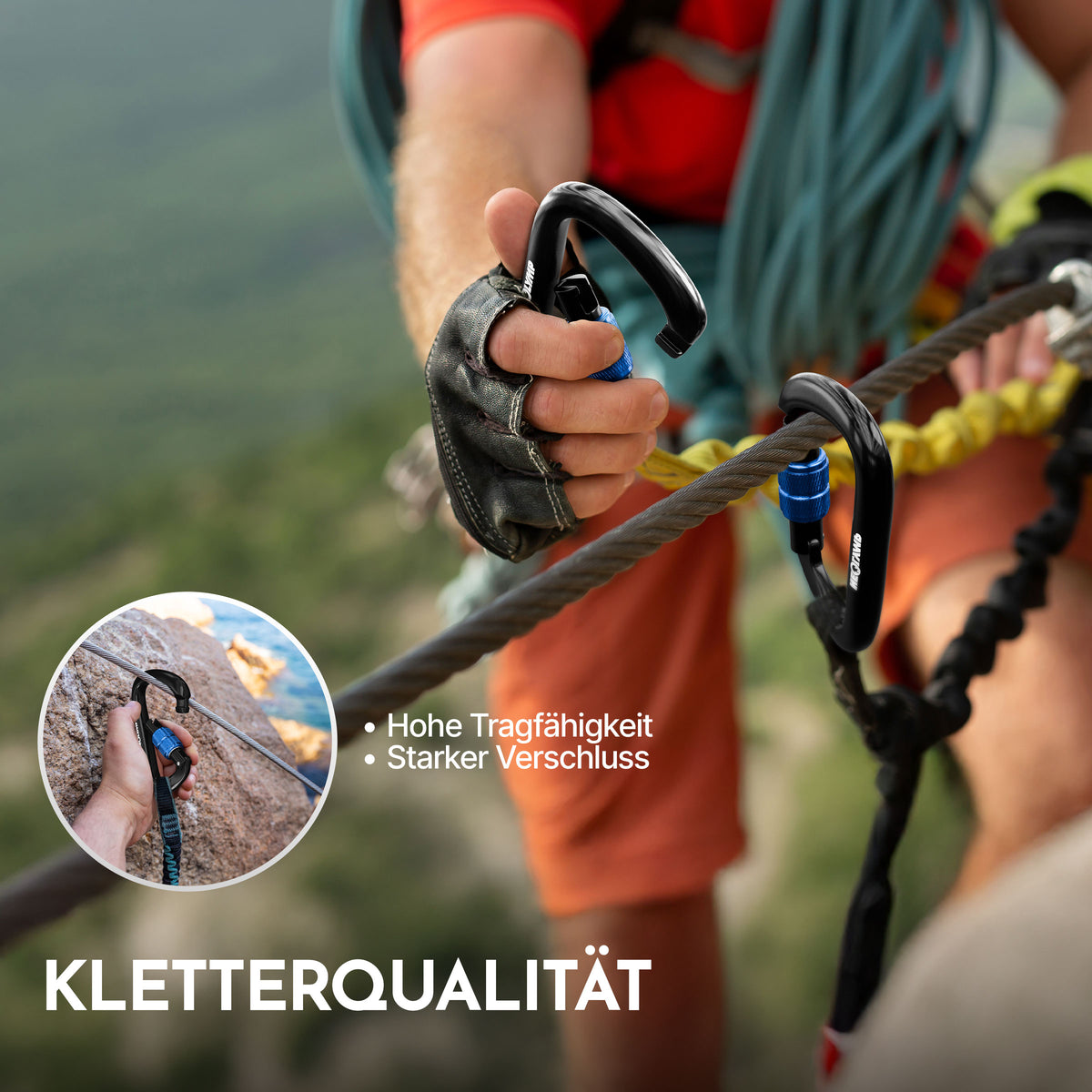 Ultraleichter Verschlusskarabiner mit Screw-Lock (Aluminium, mit Schnellverschluss) (Karabiner 2er-Set) - - Zubehör von NEOLYMP | Fitnessequipment und Sportartikel