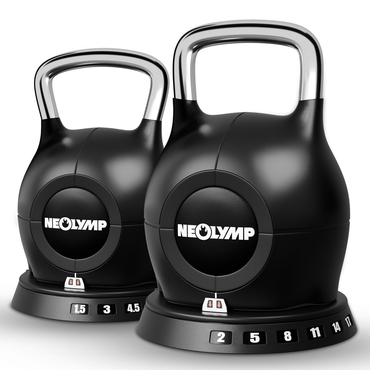 Kettlebell mit verstellbarem Gewicht (7 in 1) - bis 10 kg oder 20 kg - 2er-Set Kettlebell (1.5-10 kg & 2-20 kg) - Kettlebell von NEOLYMP | Fitnessequipment und Sportartikel