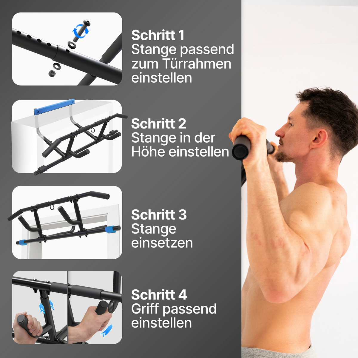 Klimmzugstangen-Bundle - Calisthenics Set - Stange + Dip Bar Adapter - Klimmzugstangen von NEOLYMP | Fitnessequipment und Sportartikel