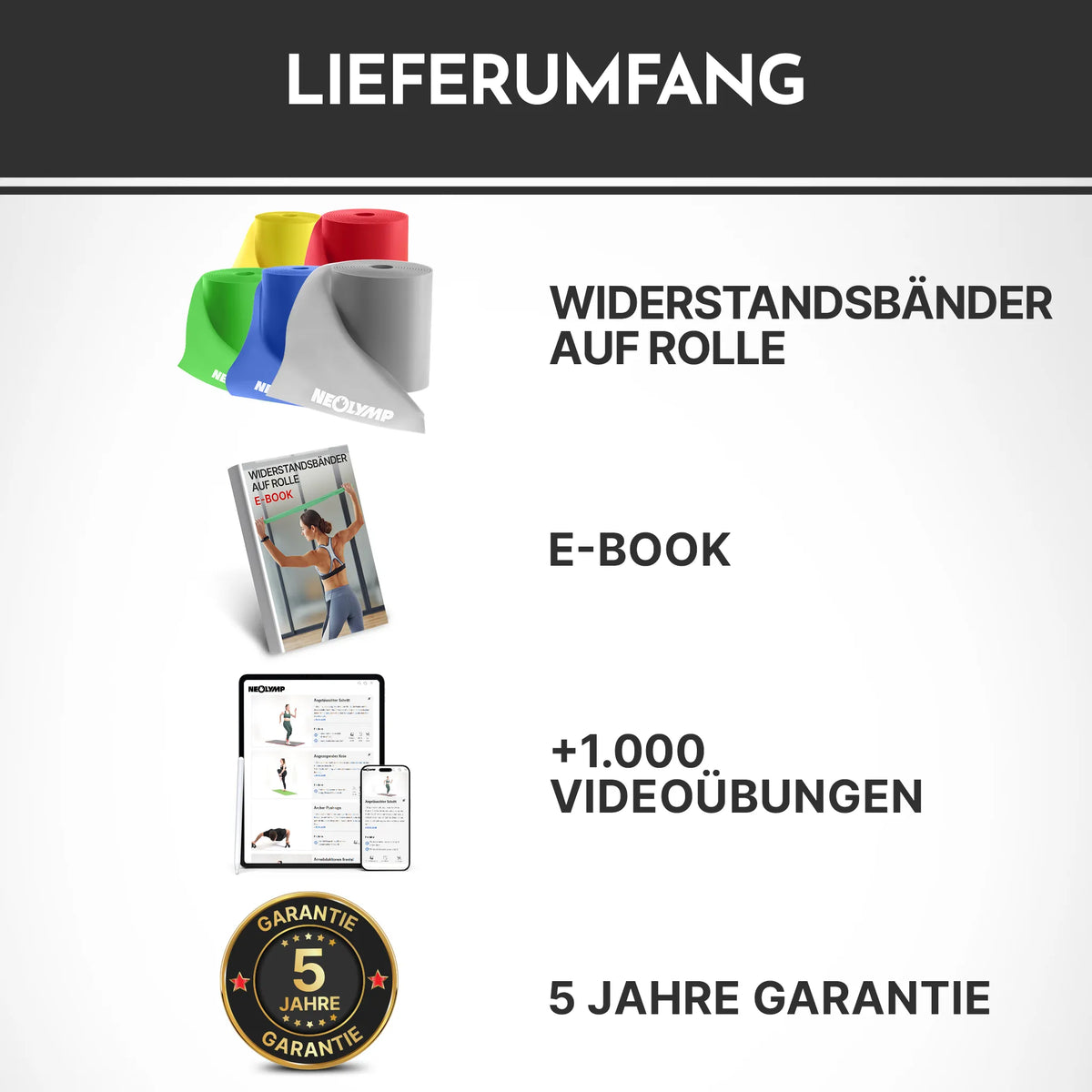 Elastische Widerstandsbänder TPE auf Rolle – Leicht (Rot) / 46 Meter (B‑Ware) - - Outlet von NEOLYMP | Fitnessequipment und Sportartikel