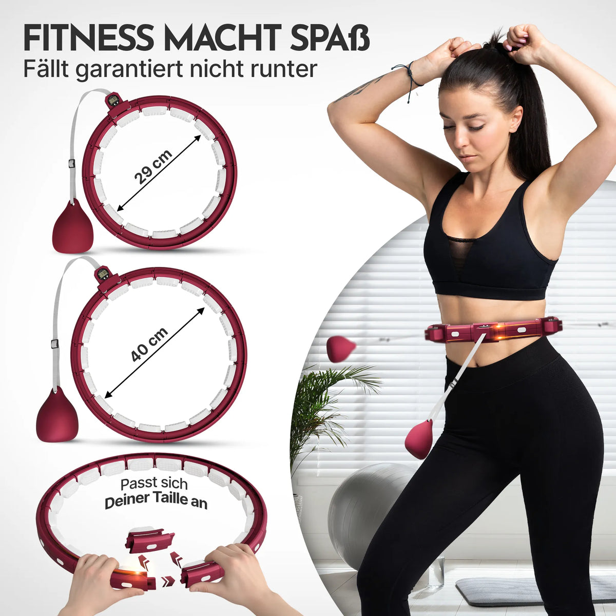 Smarter Hula-Reifen - verstellbar, inkl. Kalorienzähler - Berry - Sportgerät von NEOLYMP | Fitnessequipment und Sportartikel
