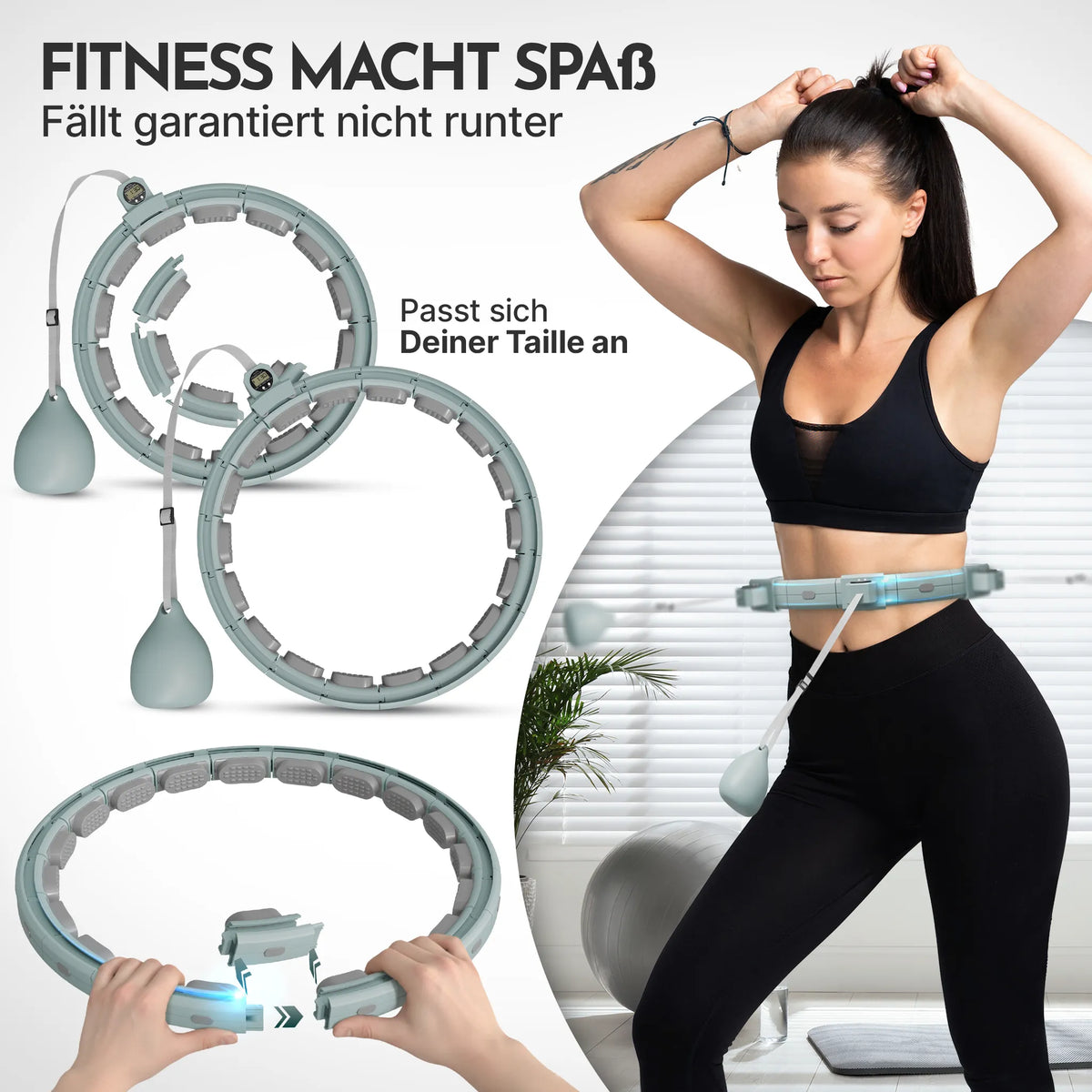 Smarter Hula-Reifen - verstellbar, inkl. Kalorienzähler - Sky Blue - Sportgerät von NEOLYMP | Fitnessequipment und Sportartikel