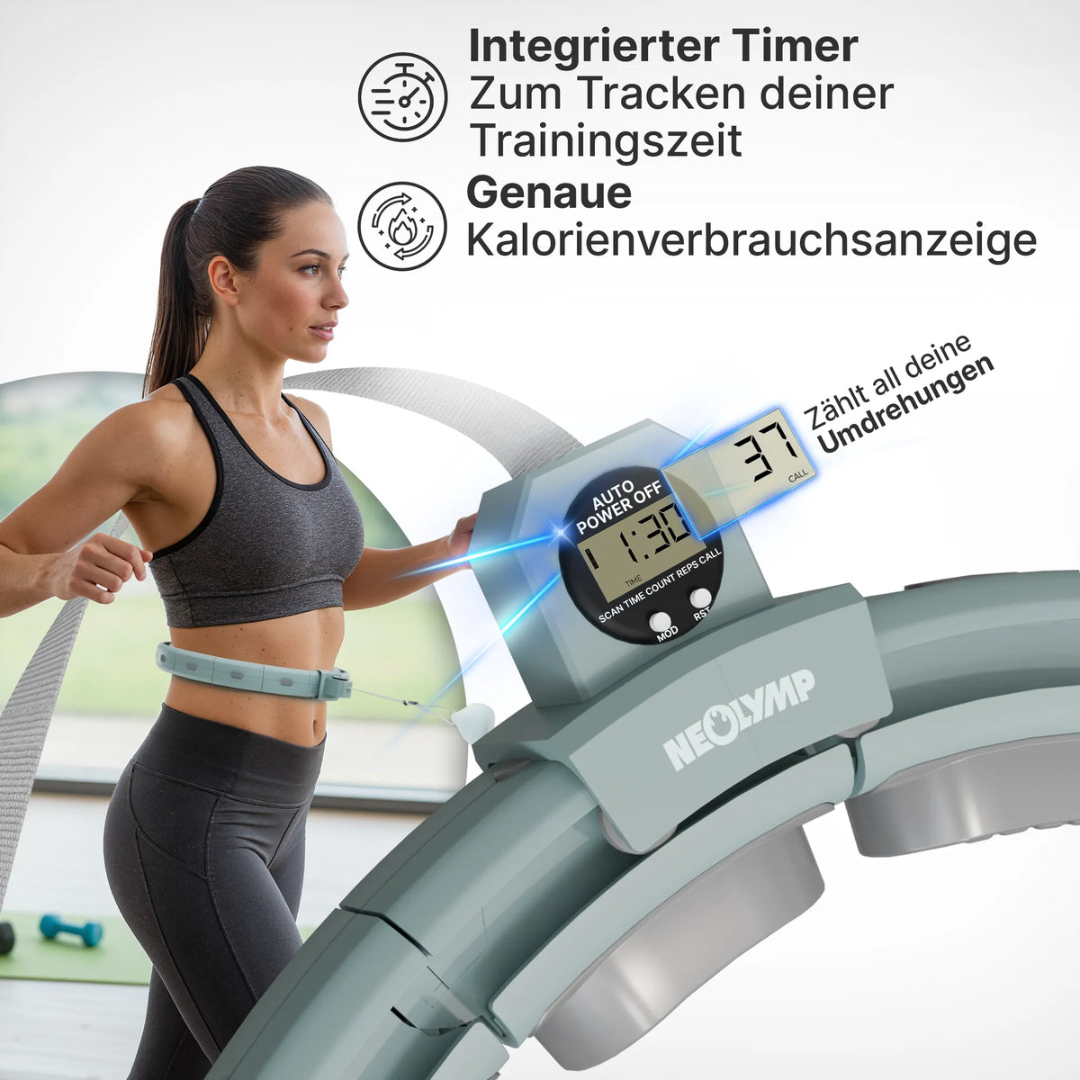 Smarter Hula-Reifen - verstellbar, inkl. Kalorienzähler - Sky Blue - Sportgerät von NEOLYMP | Fitnessequipment und Sportartikel