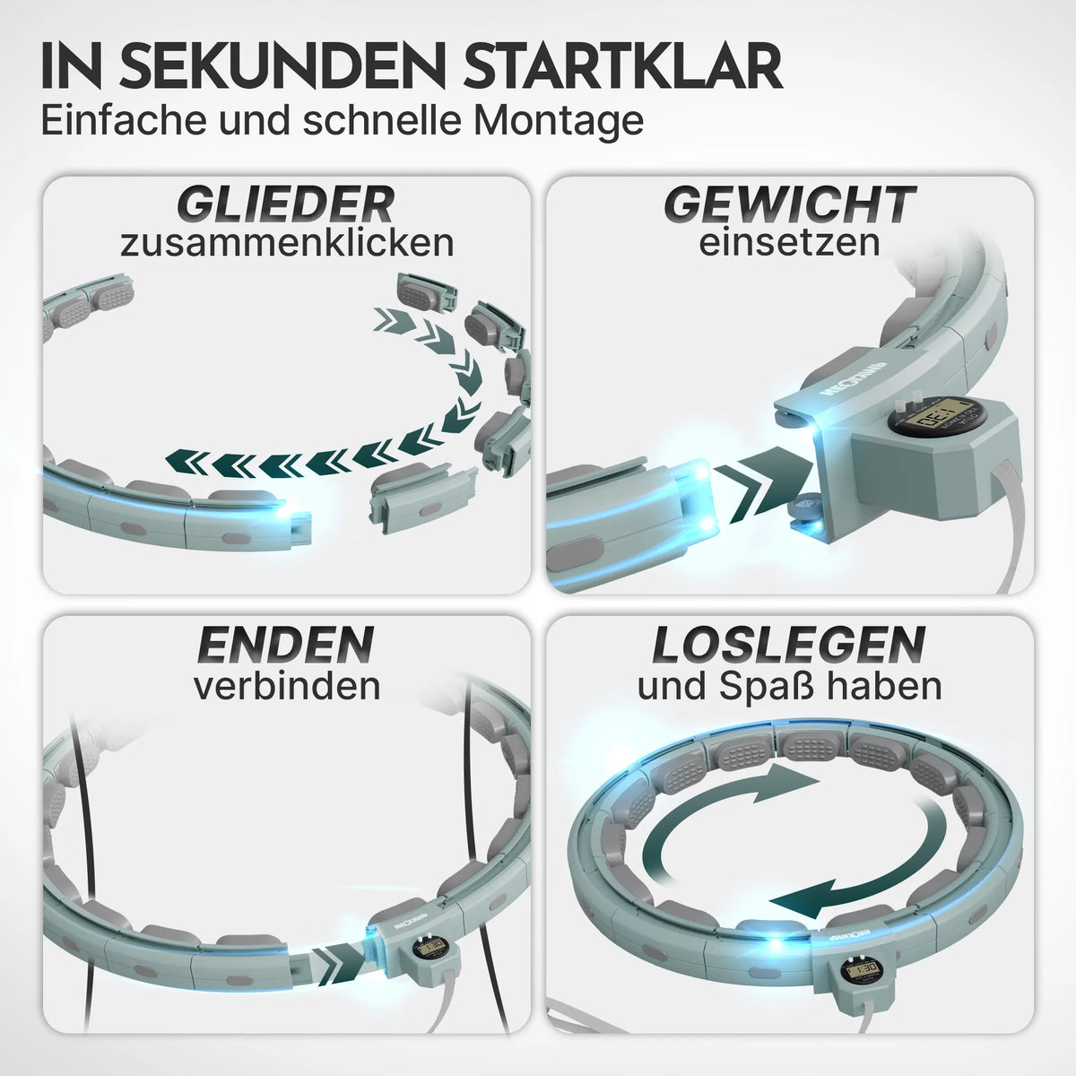 Smarter Hula-Reifen - verstellbar, inkl. Kalorienzähler - Sky Blue - Sportgerät von NEOLYMP | Fitnessequipment und Sportartikel