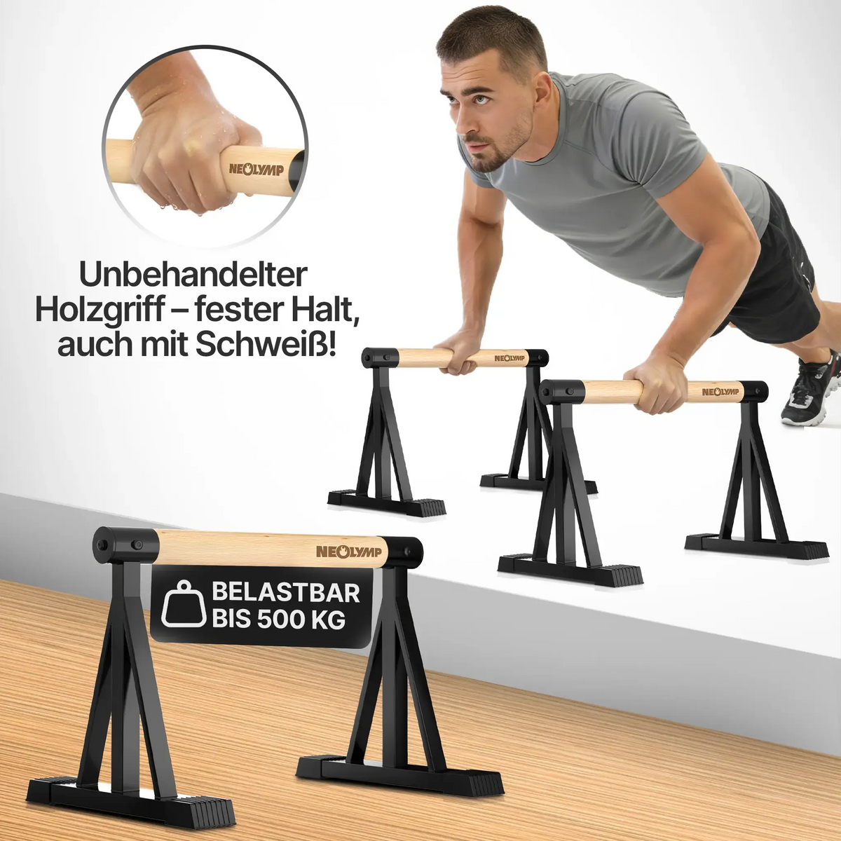Parallettes rutschfest für Fitness & Calisthenics - Hoch High (30 cm) - Sportgerät von NEOLYMP | Fitnessequipment und Sportartikel
